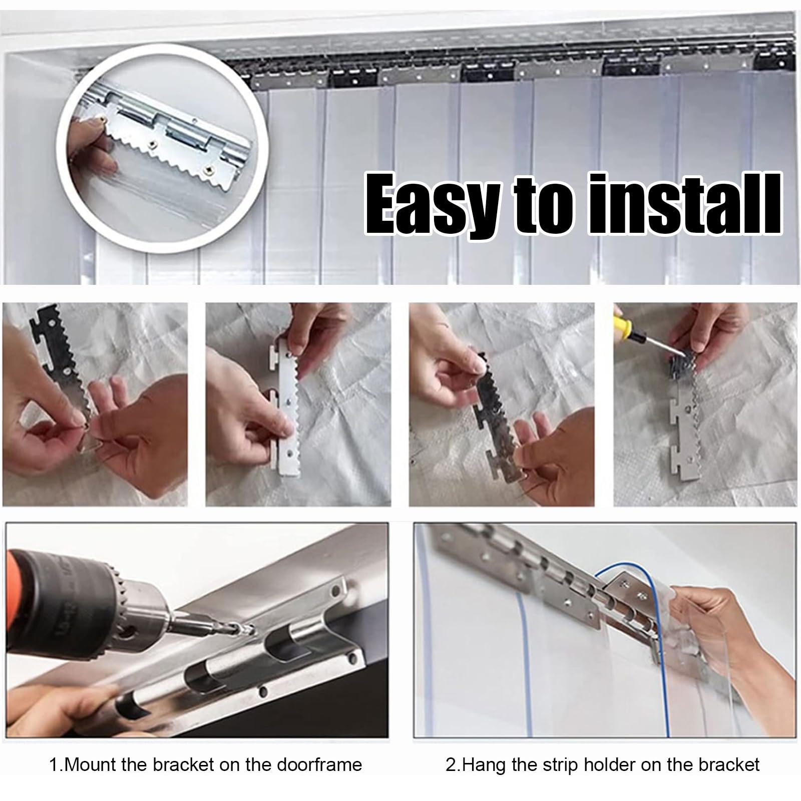 Rideau à Lanières PVC Isolant Rideau de Porte lanieres Épaisseur Rideau Industriel à lanières Facile à Installer Convient aux entrepôts usines supermarchés(W75xH230cm/29.53x90.55in)