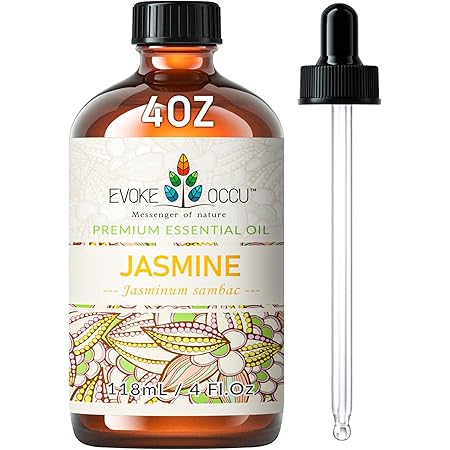 EVOKE OCCU Jasmine Essential Oil 4 Oz, Pure Jasmine Oil for Aromatherapy Diffuser Massage Candle Soap Making- 4 FL Oz