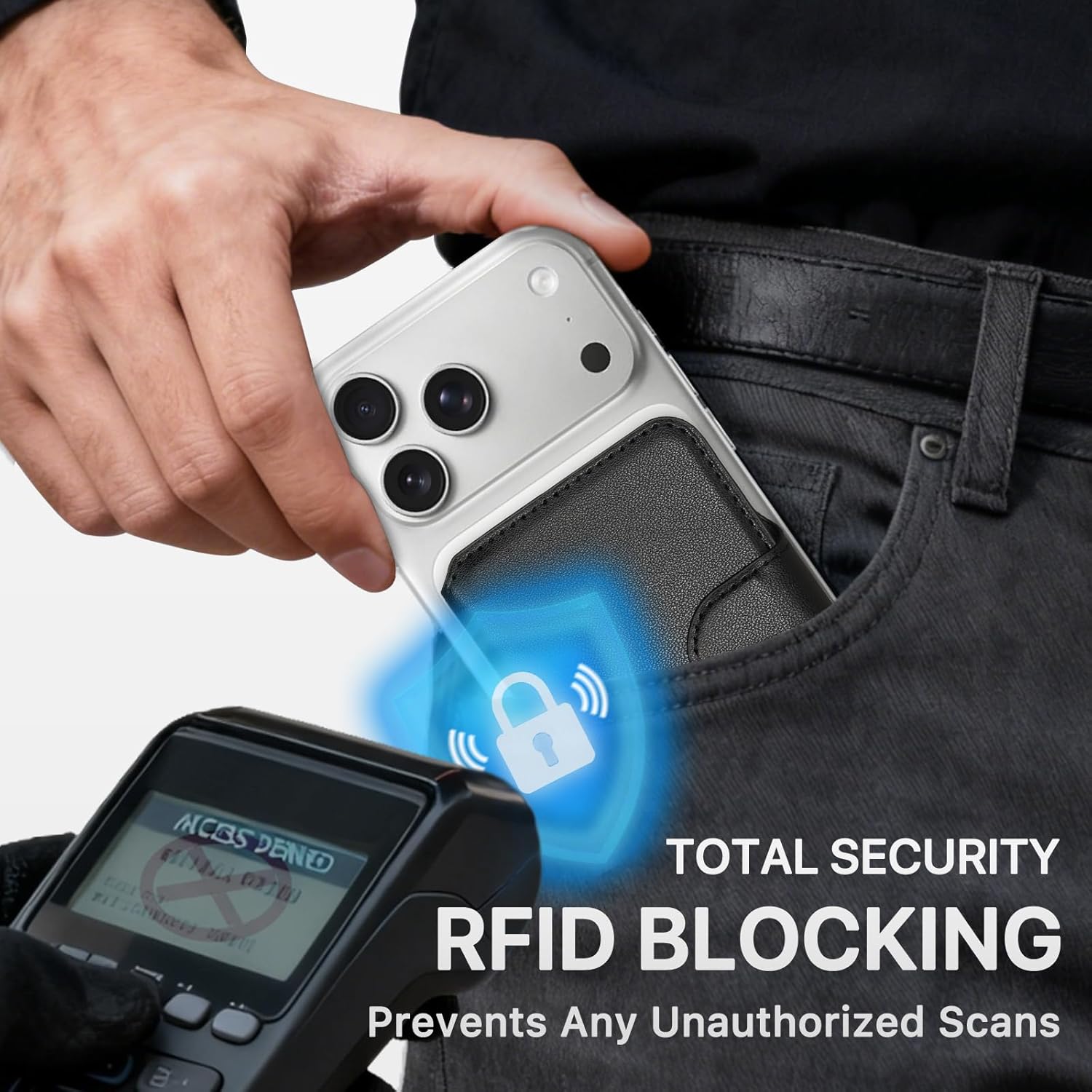 for MagSafe Wallet, Magnetic Phone Wallet RFID Blocking, Slim 5-8 Card Holder with Cash Slot & Clear ID Window, Minimalist Mag Safe Wallets for iPhone 17/16/15/14/13/12 Series, Midnight Black - Image 6