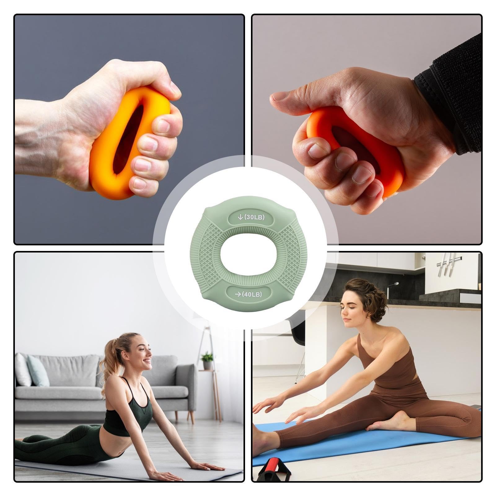Schildkröt Ergo Set 2 Anelli Per Esercizi Mani E Avambracci, In Silicone Con 4 Livelli Di Resistenza (20kg - 40kg) - 2