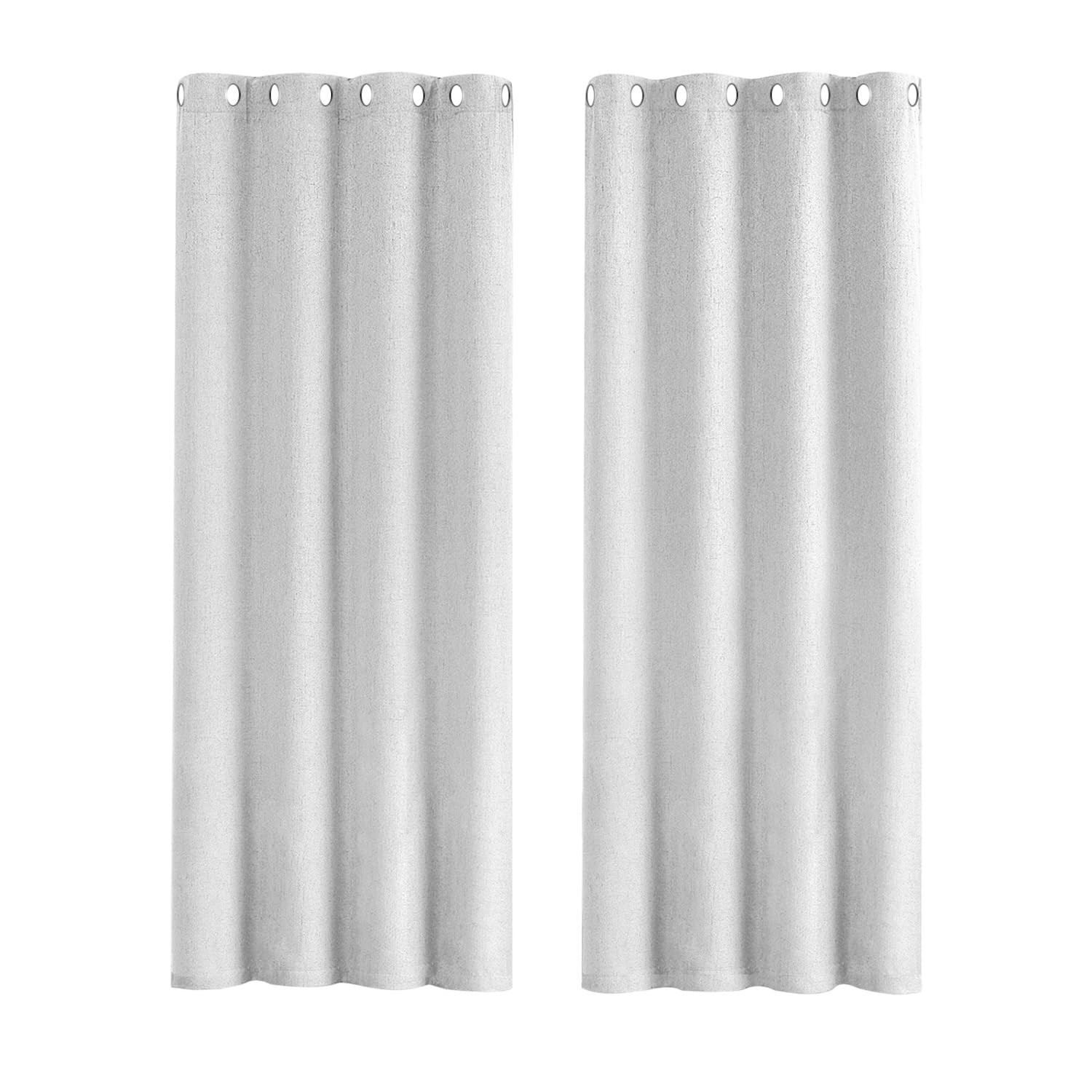 Happy Homewares - Ready Made Curtains - Textured Linen - Blackout - White - 120 cm width x 160 cm drop