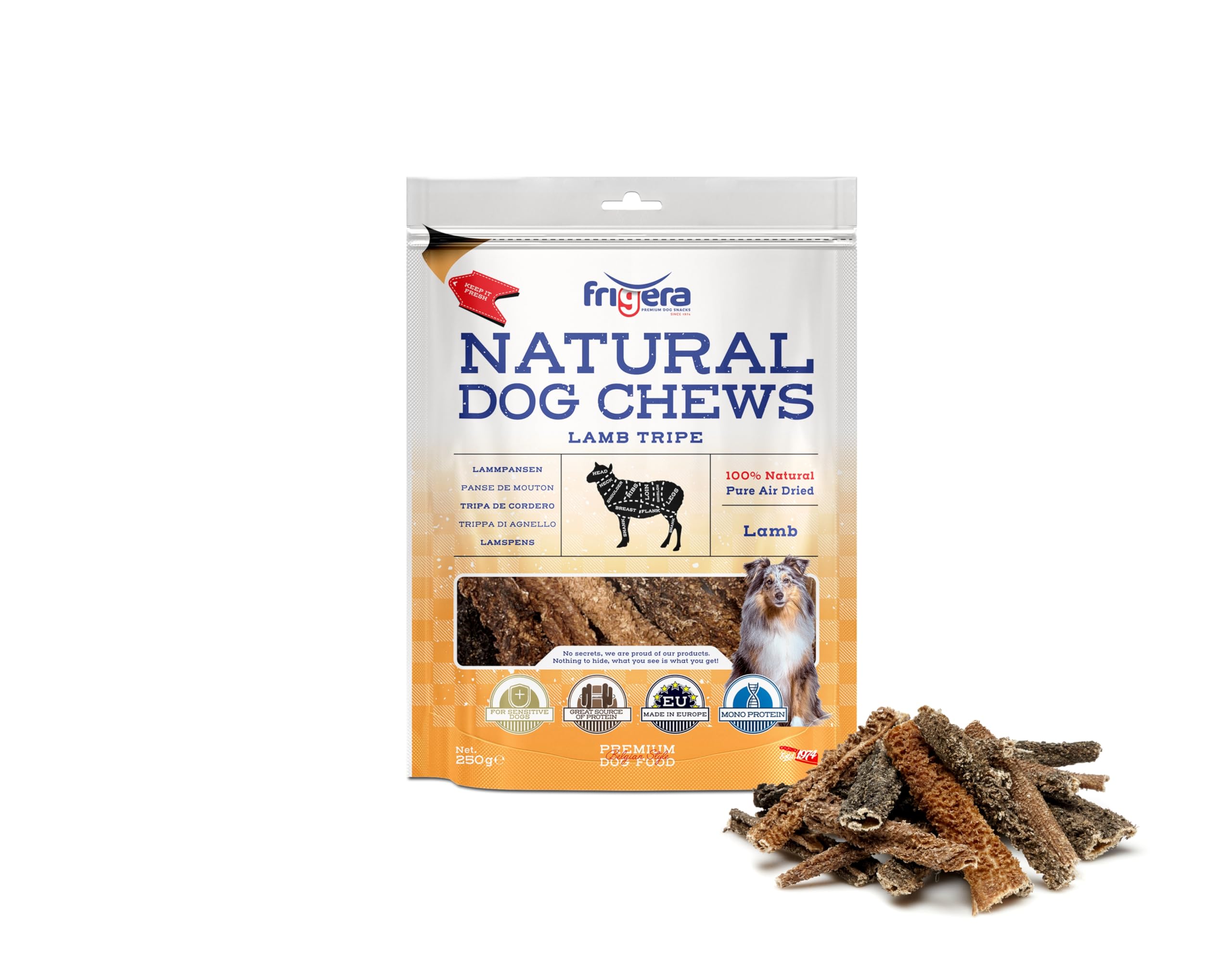Frigera Lamb tripe 250g – Natural dog snacks, Protein-rich, Gluten- and Grainfree, dog treats Without additives