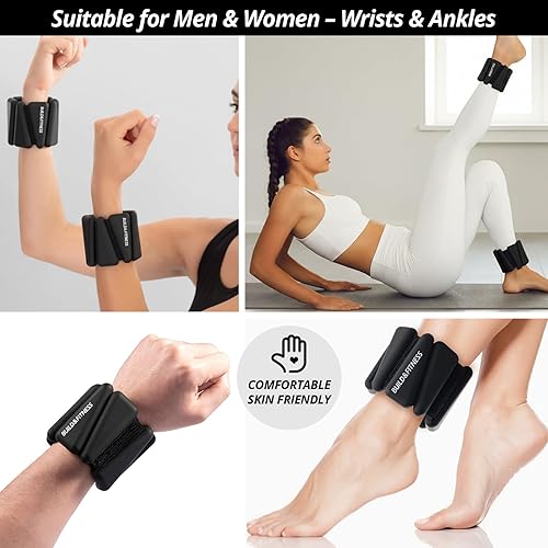 Miniatura 3 de Pesas de muñeca y tobillo, bandas ajustables para entrenamientos de mujeres y hombres, juego de 2 2 libras o 4 libras (1 libra o 2 libras cada