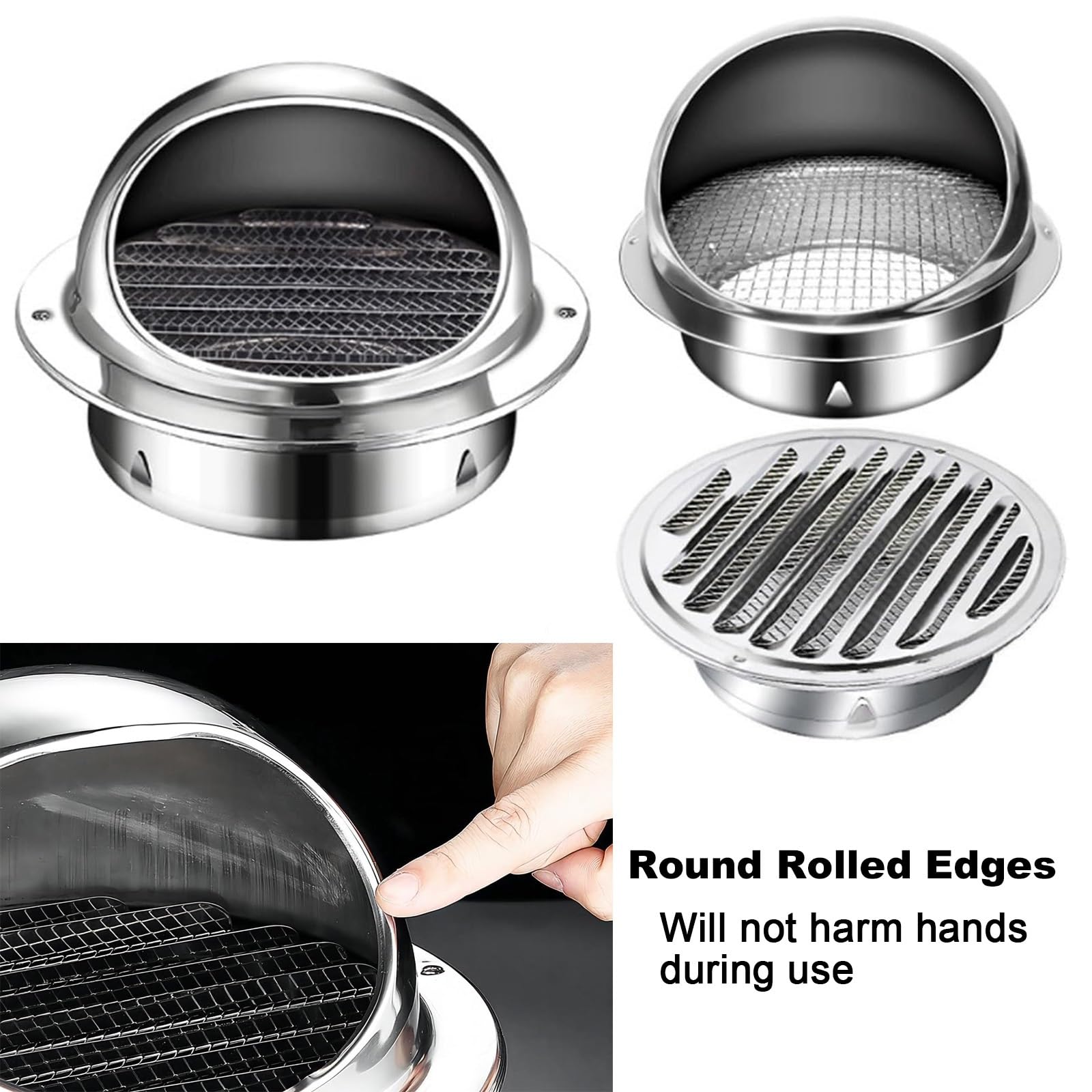 Grilles De Ventilation Sphériques Avec Filet AntiSinsectes,Grille D'aération En Acier Inoxydable,Sortie D'évacuation Décoration Murale Bouches D'aération Hotte Circulation De L'air(200mm)