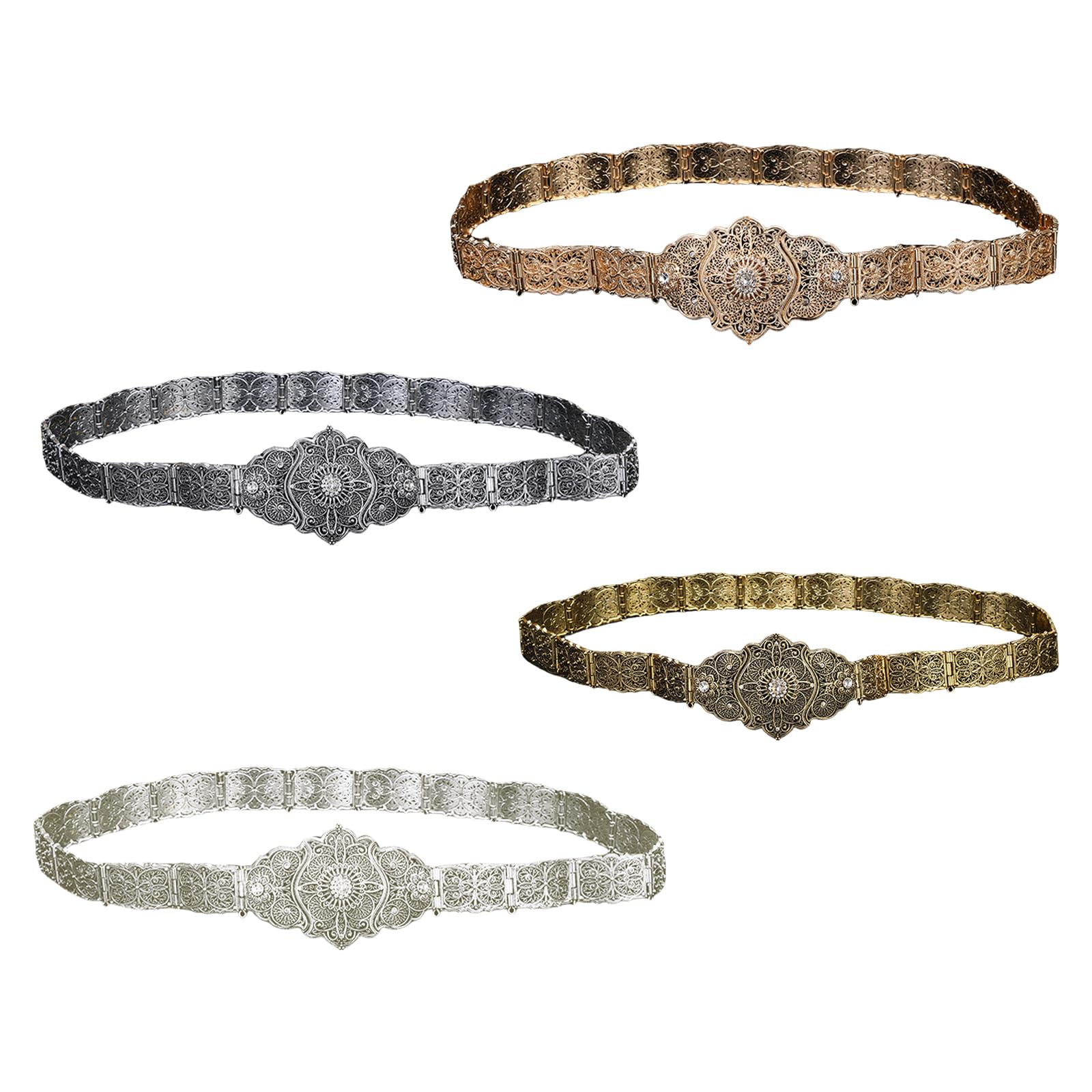 Cadena de cintura vintage de metal, cinturón de cintura antiguo ajustable, diseño floral para los amantes de los estilos vintage, elegante cinturón de moda