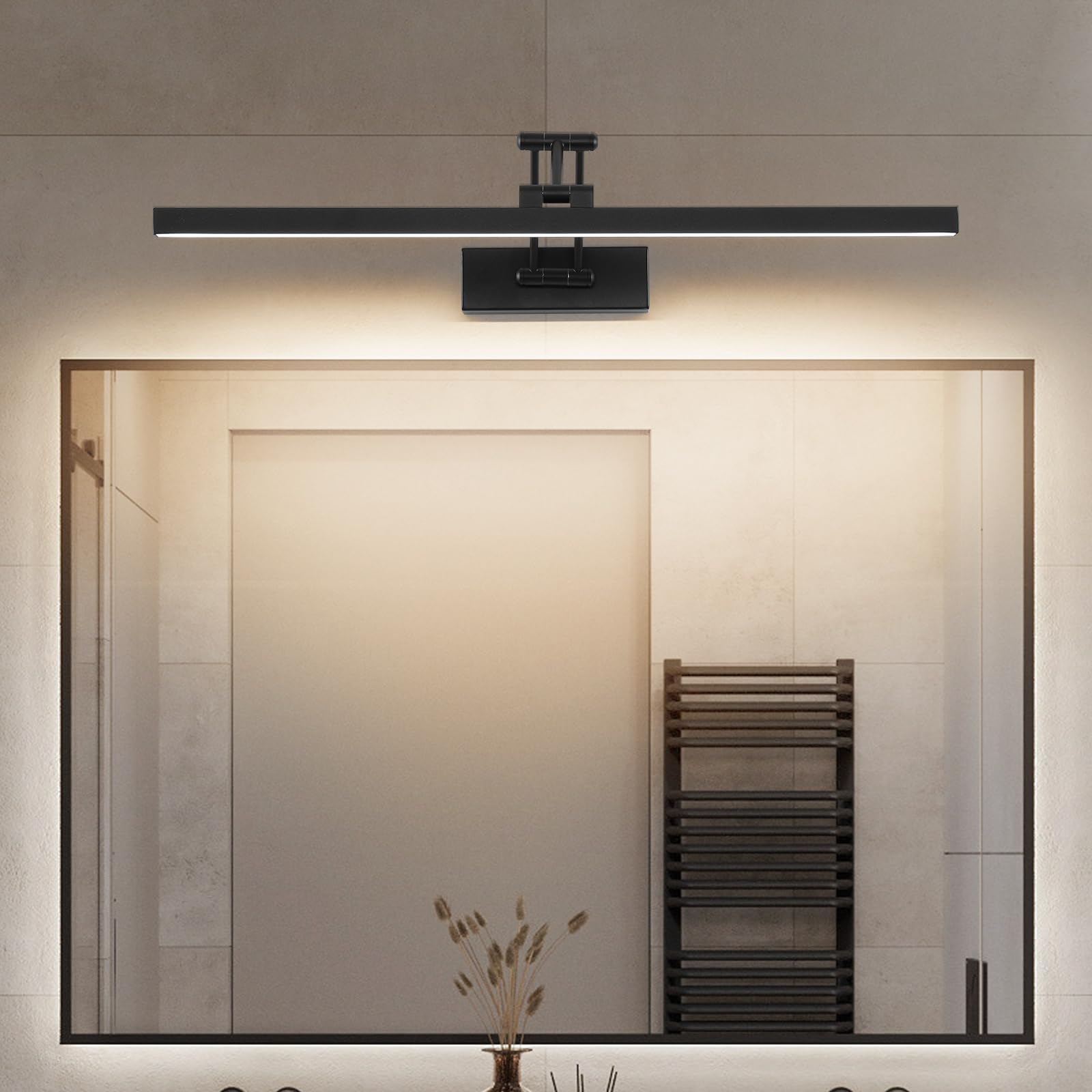 LED Spiegel Lampe Badezimmer 60 cm, Rotation Lampen IP44, Spiegel Licht 18 W 1440LM, LED Badezimmer Lichter, Neutral Weiß 4000K, Schwarz