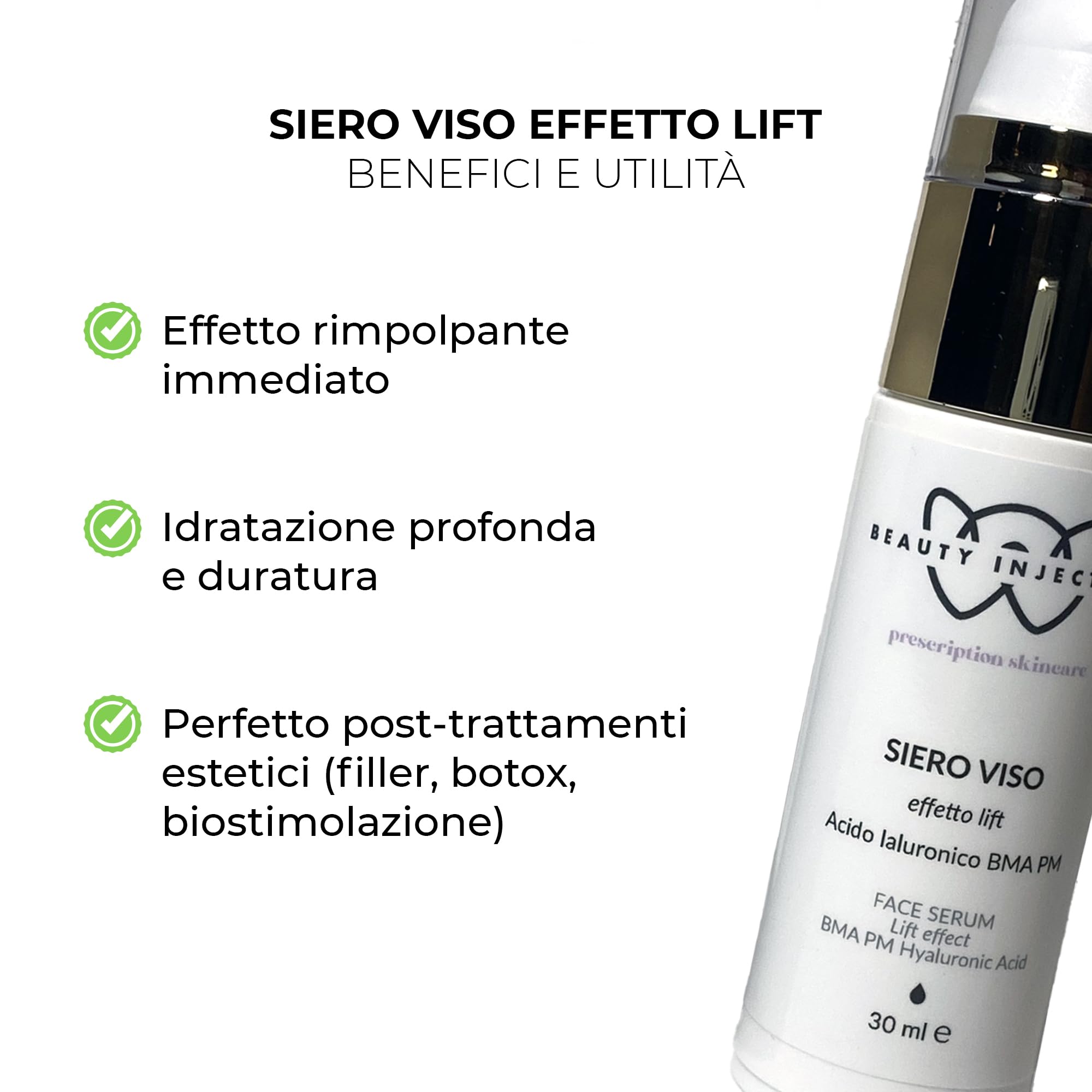 Wikirose Cosmetics BMA PM Serum do twarzy z efektem liftingu z kwasem hialuronowym - 30 ml
