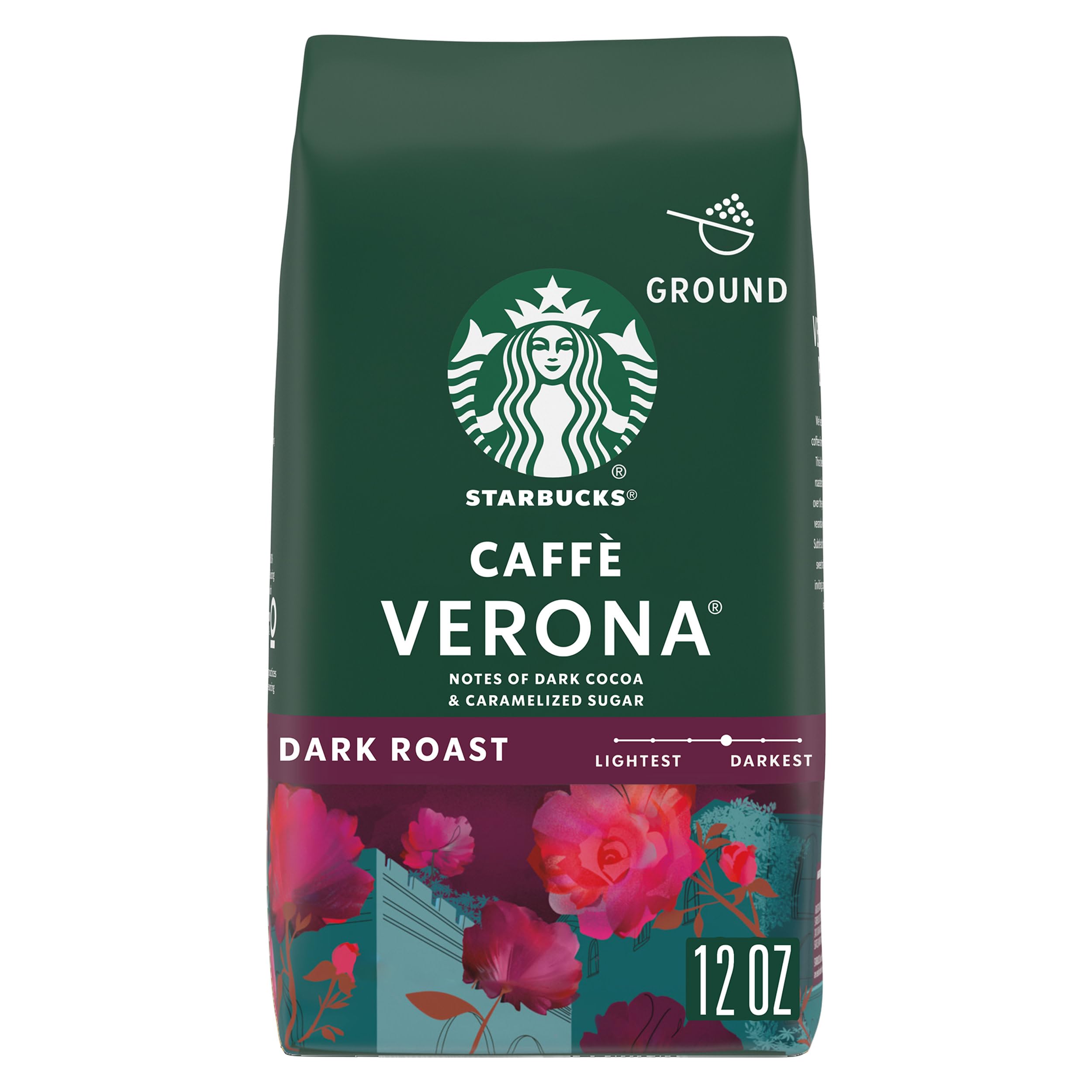 Starbucks Ground Coffee, Dark Roast Hot or Iced Coffee, Caffè Verona, 12 oz