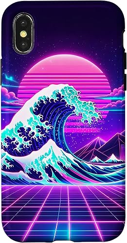 Miniatura 5 de iPhone SE (2020) / 7 / 8 Futuristic Cyberpunk Vaporwave Synthwave Great Wave Hokusai Case