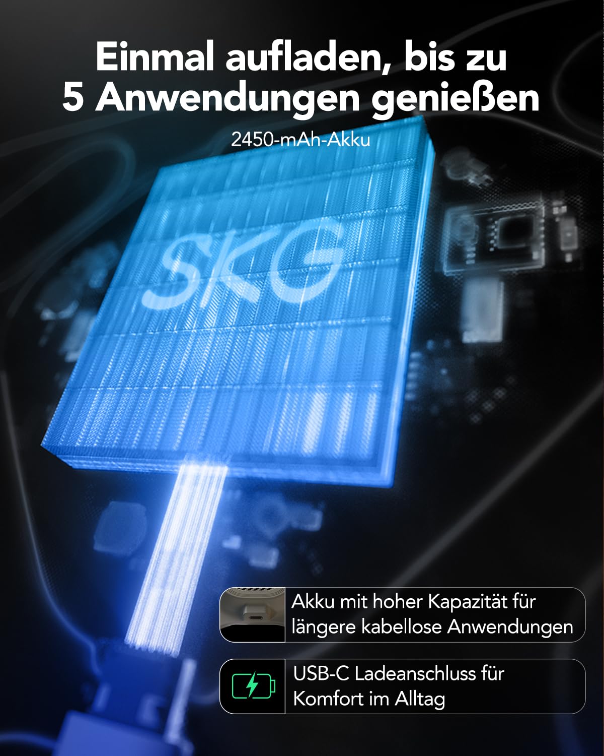 SKG® Das Original kabelloser Massagegürtel mit Wärme für den unteren Rücken – tragbar & verstellbar, Puls- und Vibrationsmassage zur aktiven Muskelentspannung, Geschenk für Mama Damen Herren, W9 Pro