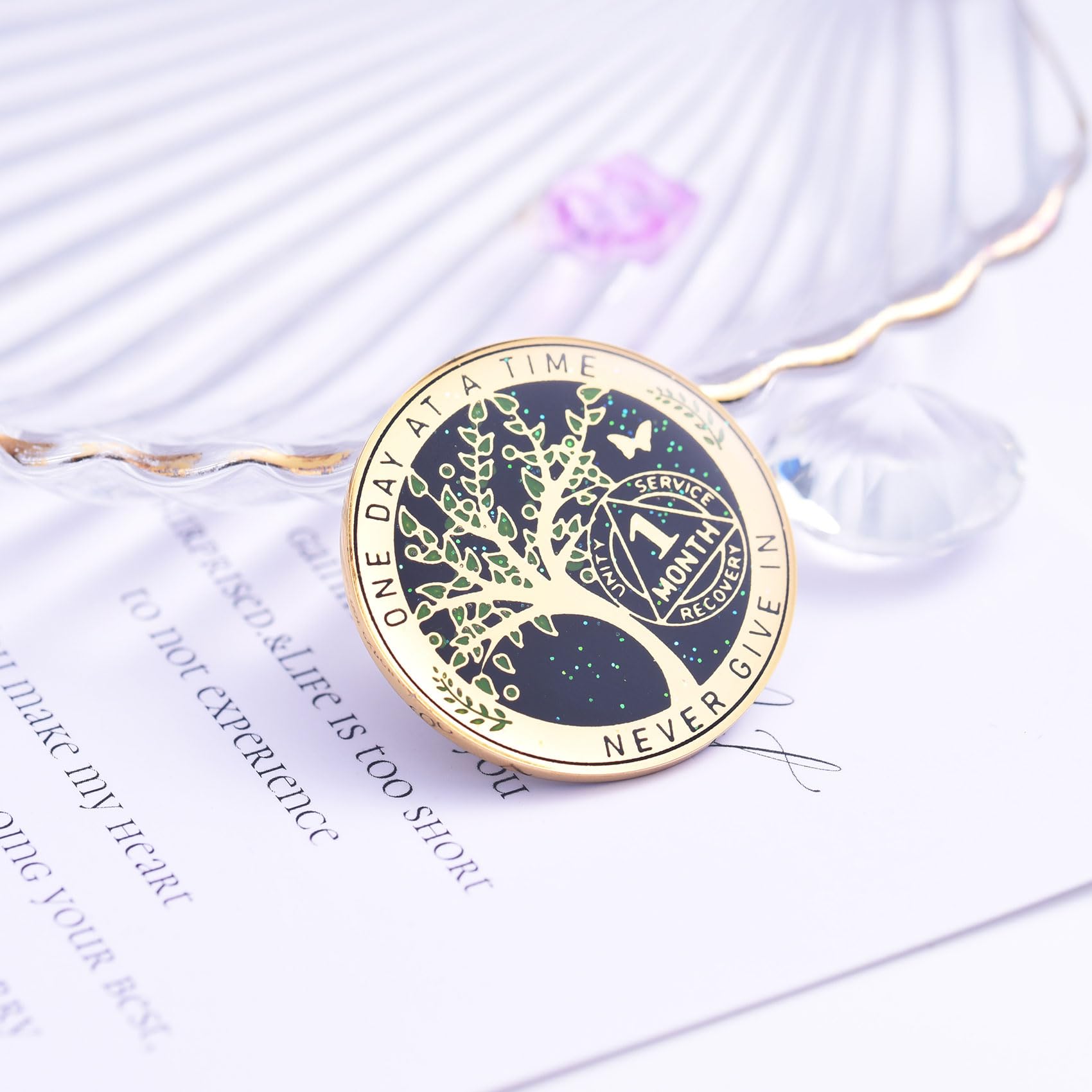 Pièce de monnaie de sobriété d'un mois - Jetons AA et médaillons - Arbre de vie - Jeton de 30 jours - Cadeau d'anniversaire de sobriété pour homme et femme - Cadeaux alcooliques anonymes
