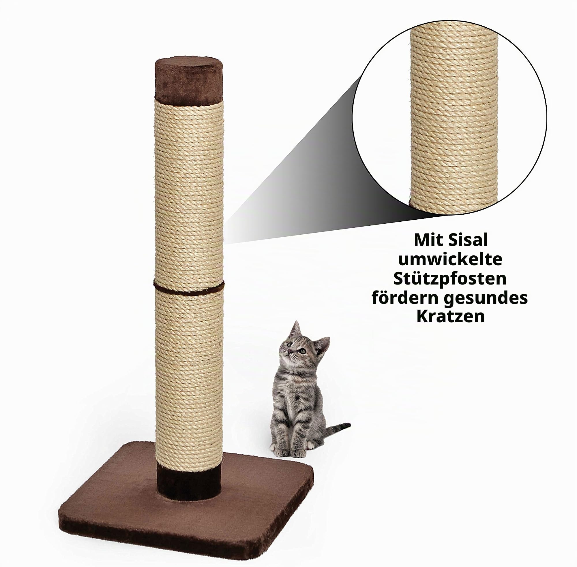 MidWest Homes for Pets Feline Nuvo Grand Forte Kratzbaum , 104 cm hoch, robuster Sisalstamm mit breiter Basis, dickes braunes Kunstfell, für Haushalte mit großen und mehreren Katzen