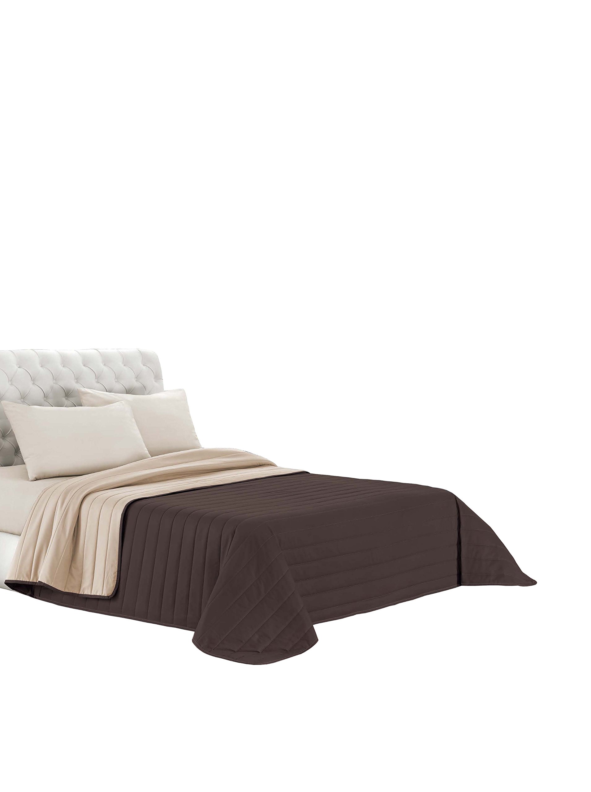 Italian Bed Linen Elegant Summer Quilt Brown/Cream, Double