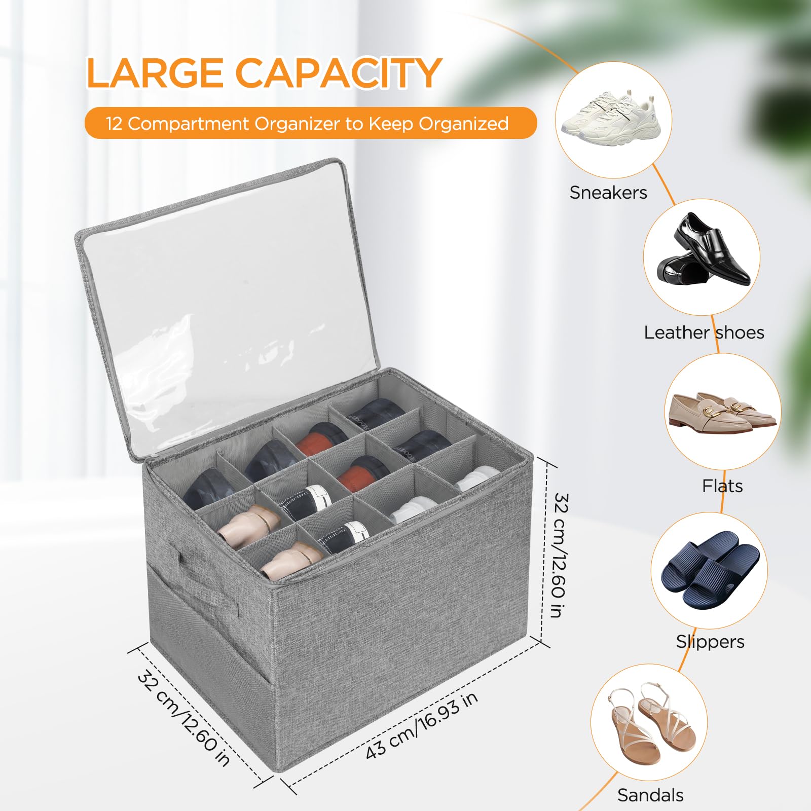 Romon Scatole Per Scarpe, Organizer Per Scarpe Adatto per 12-16 Paia, Contenitori Scarpiera Impilabile Grandi Organizzatore di Porta Scarpe Salvaspazio per Guardaroba Magazzino per Stivali Tacchi