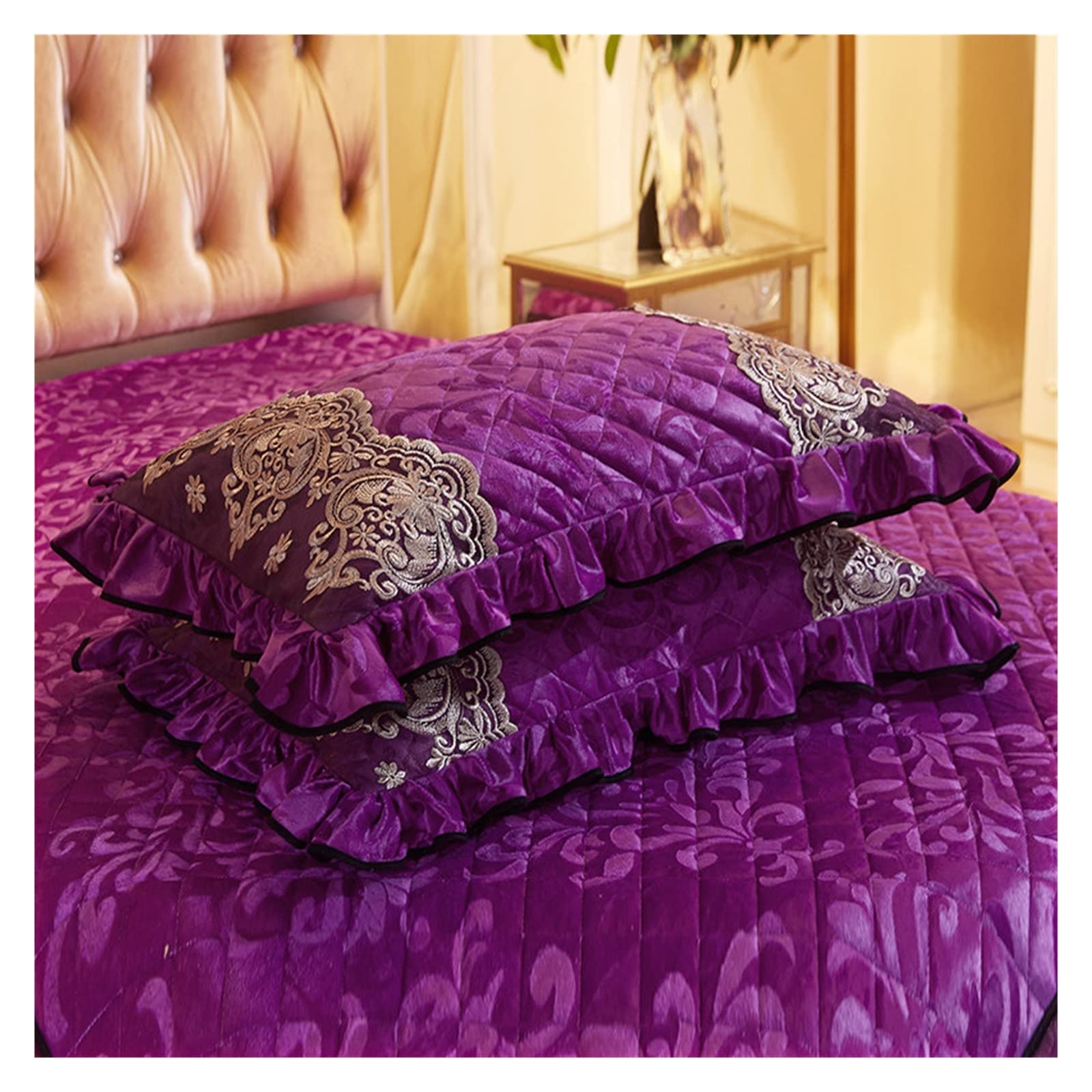 Taie d'oreiller en velours matelassé dentelle douceur et tendresse pour lit