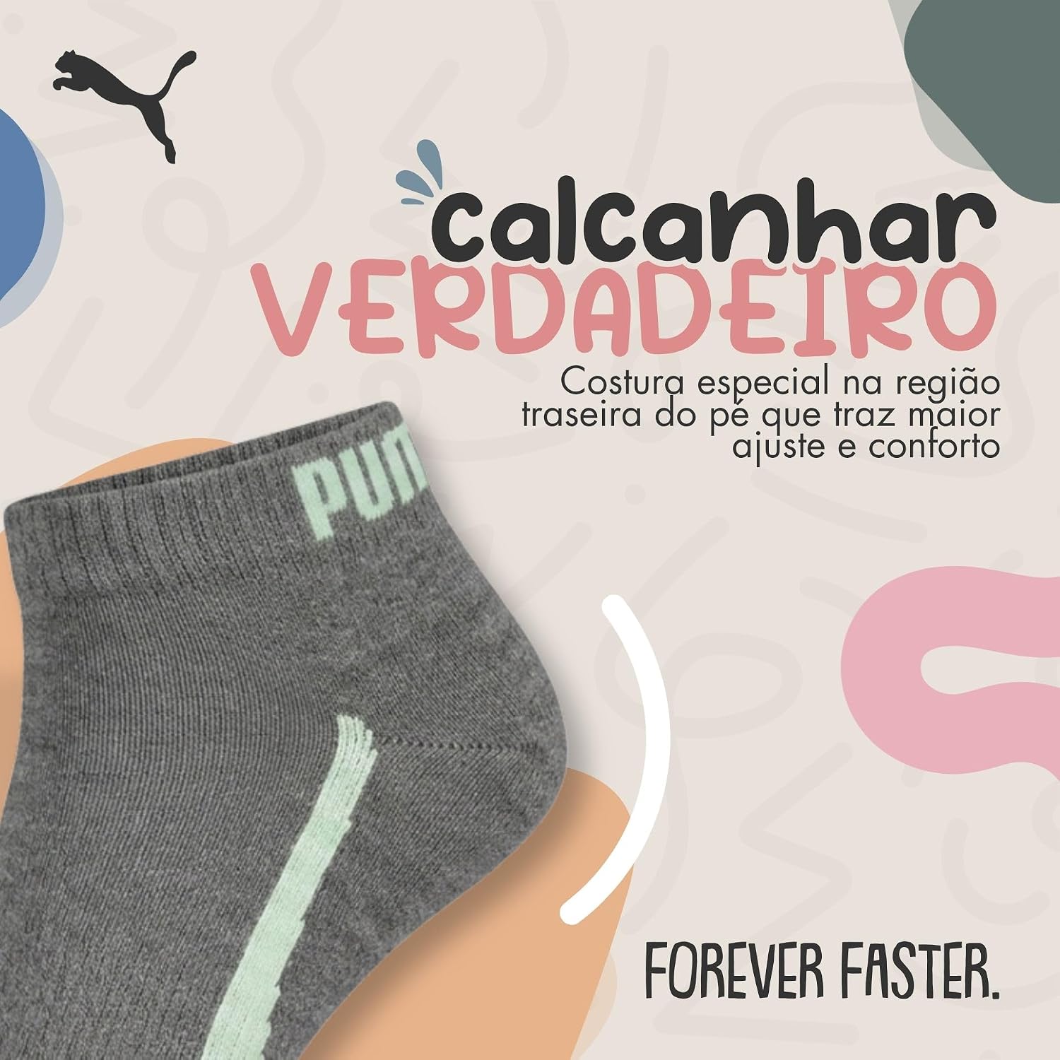 Kit 6 Pares Meia INFANTIL Puma Sapatilha Cano Curto Unissex Juvenil Menino e Menina Kit 6 Pares Meia INFANTIL Puma Sapatilha Cano Curto Unissex Juvenil Menino e Menina