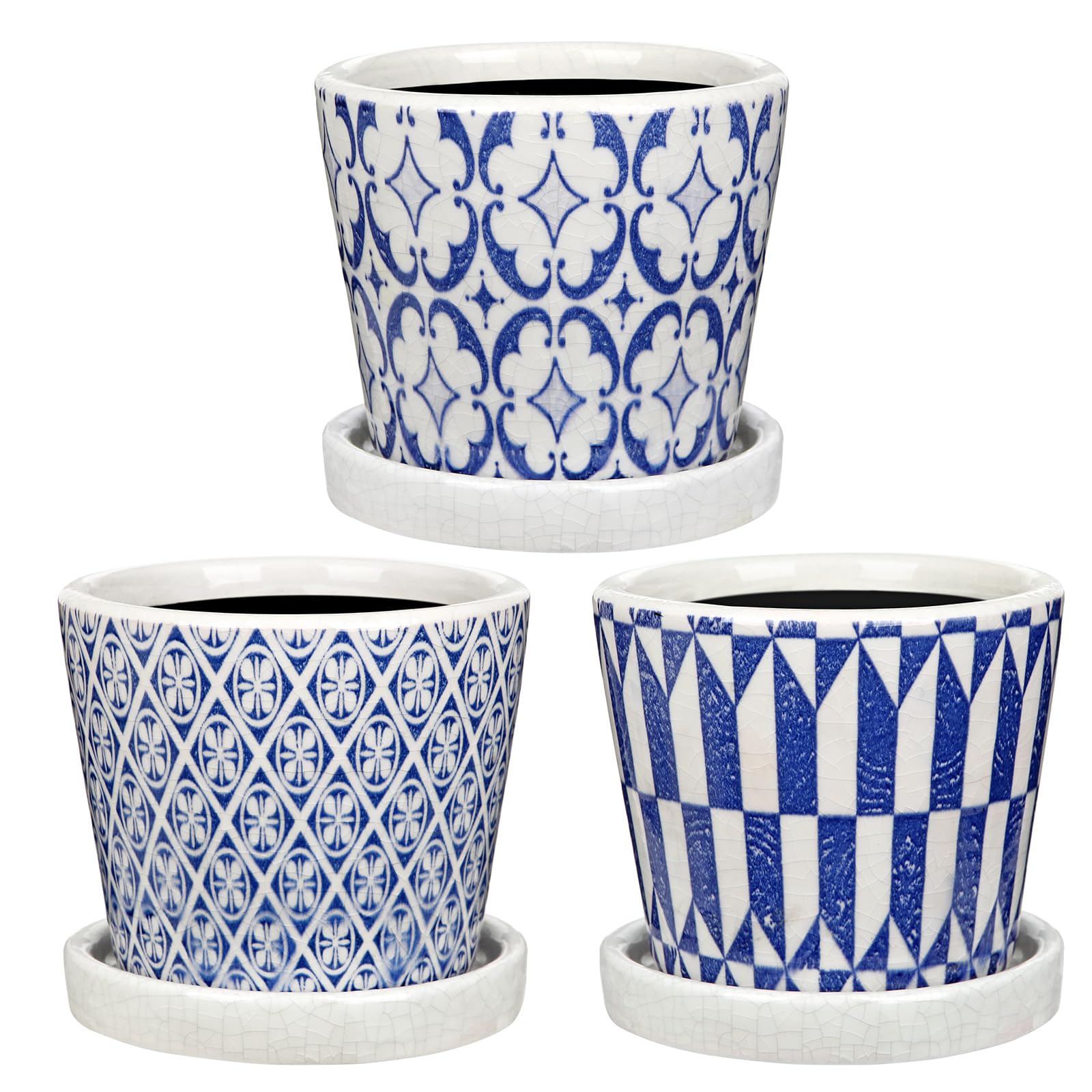Oairse Small Ceramic Pots for Plants 3-Piece Set