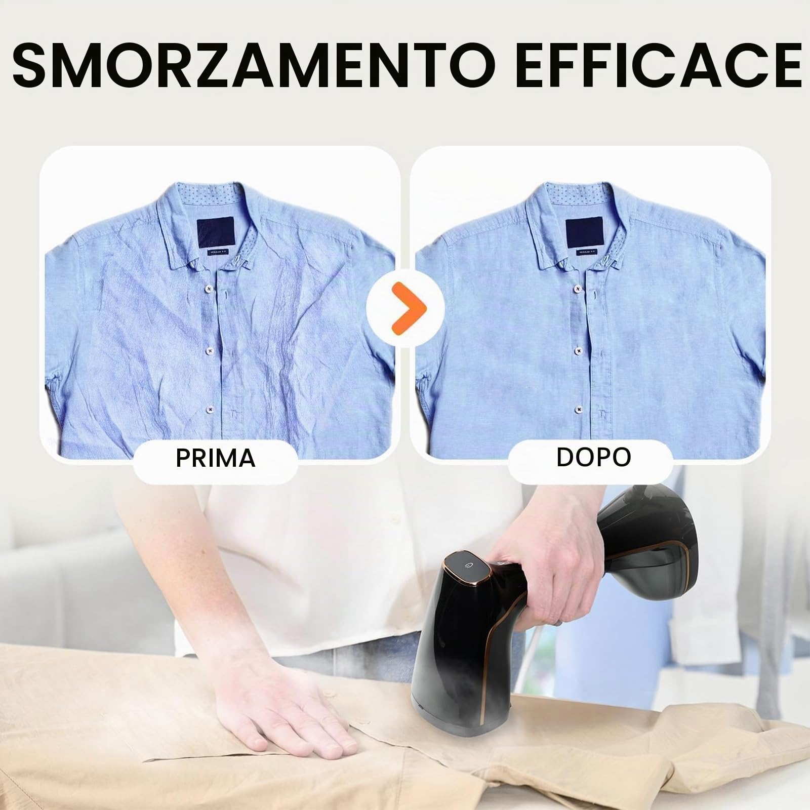OKYUK Piastra a vapore da 1800 W, per vestiti, serbatoio dell'acqua da 320 ml, riscaldamento rapido, ferro da stiro a vapore con 2 spazzole, ideale per viaggi e casa, rimozione delle rughe contro i