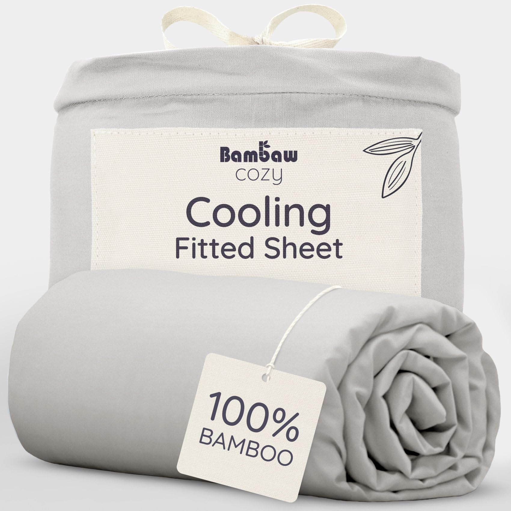 Bambaw Grey Bamboo Bed Sheets Super King Size 180X200 Cm, Deep Pockets 35Cm, Cooling Bedding For Night Sweats, 100% Bamboo Sheets, Cool Super King Bedding, Soft Deep Fitted Sheet 180X200 Cm (Grey)