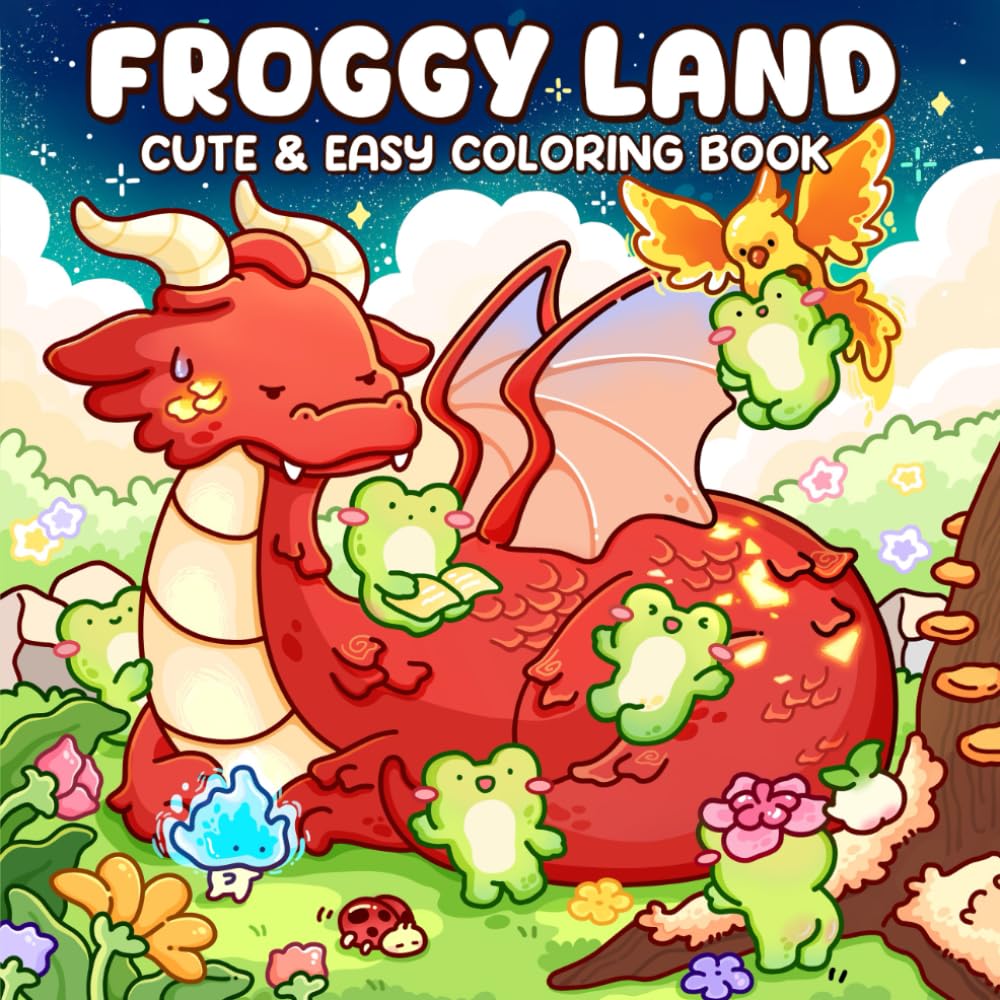 Froggy Land: A Coloring Book for Adults and Teens Featuring Cheerful Frogs, Cute Character, and Cozy Adventures for Relaxation