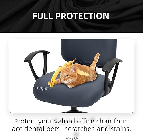 Miniatura 6 de Fundas de asiento separadas para silla de oficina, funda elástica universal para silla de computadora, 6.35 ozm, fundas de respaldo giratorias