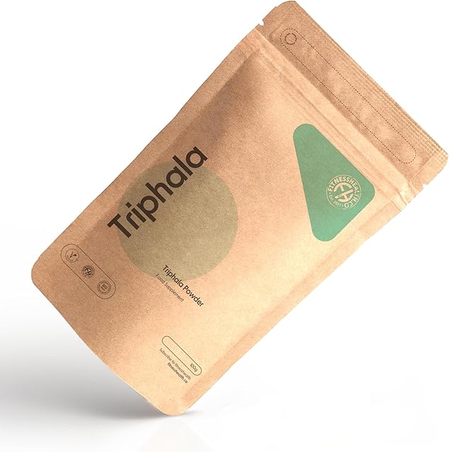 Fitness Health TRIPHALA Powder 100g - Excellent for Digestion - Pure Quality Superfood - Ayurveda - Vegan - Plastic Free - Recyclable Packaging