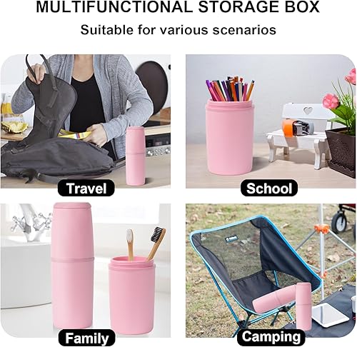 Miniatura 6 de Portacepillos de dientes de viaje, funda desmontable 3 en 1 para cepillos de dientes, compartimento organizador de encimera de baño de plástico,