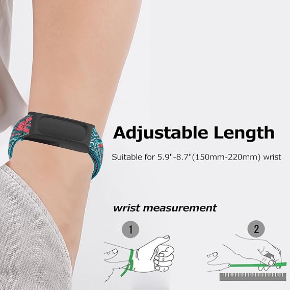 Google Fitbit Air対応ゴムバンド。ナイロンスポーツウォッチストラップ、通気性のあるソフト編組交換用リストバンド、取り付けが簡単、サイズ調整可能。