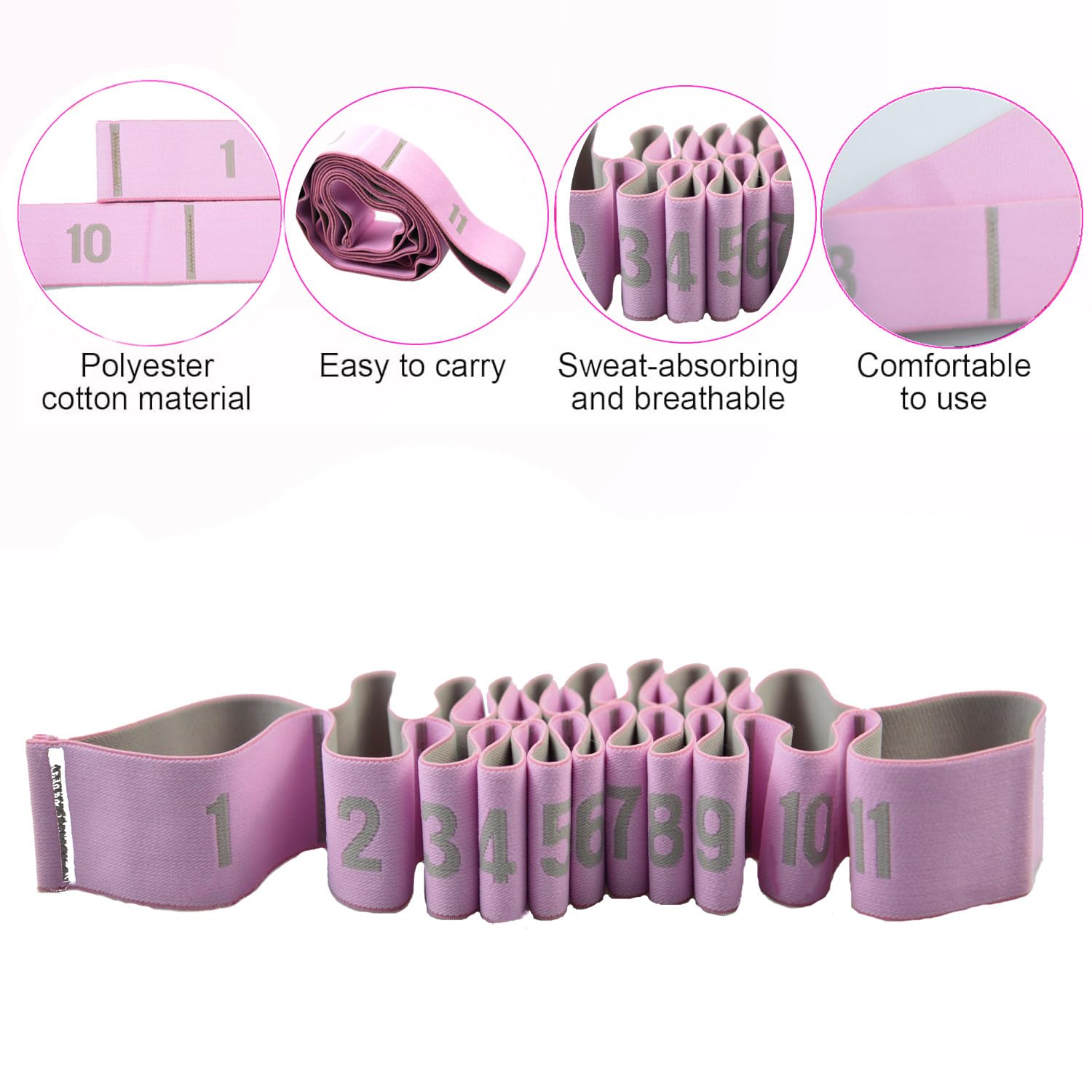 Elastico Fasce di Resistenza,Yoga Stretching Band, Fitness Elastici e bande Yoga per Pilates, Fitness, Stretching, Allenamento, Danza