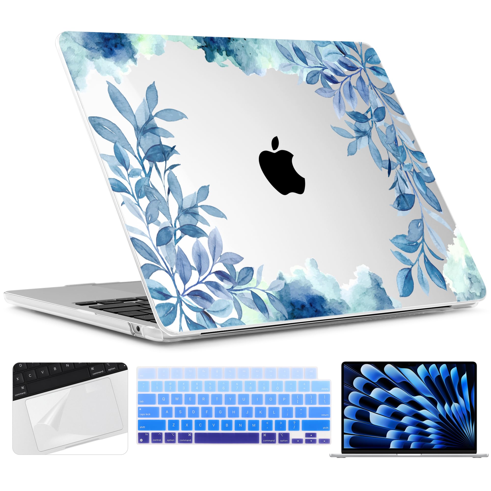 TWOLSKOO for MacBook Air 15 inch Case 2026 2025 2024 2023 Release M5 A3448 M4 A3241 M3 A3114 M2 A2941, Plastic Hard Shell & Screen Protector &