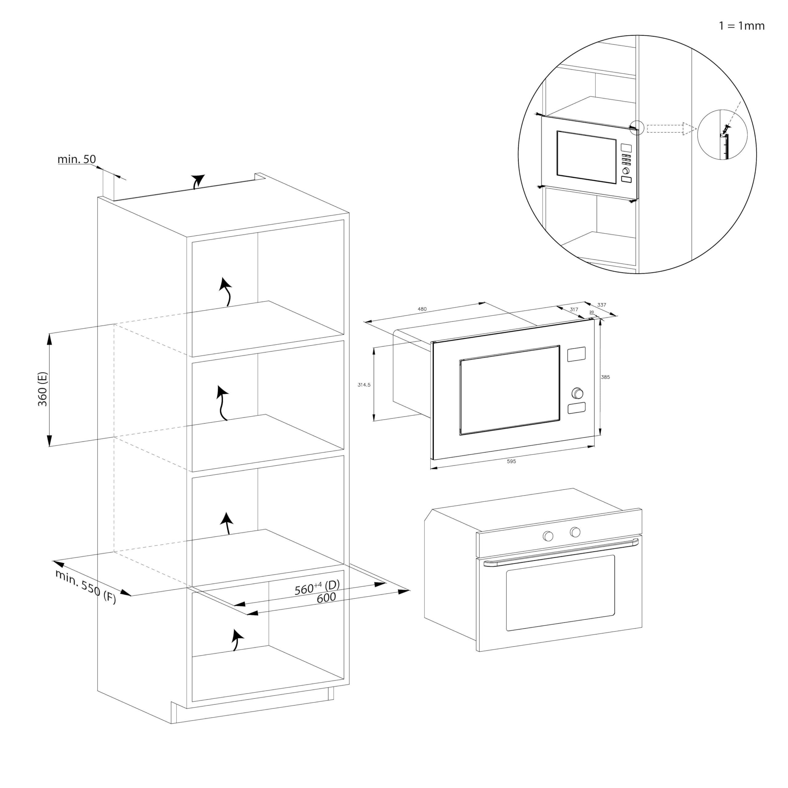 Candy CA38FL7N20WXB Microondas con Grill, 20L, 750W - 1000W, Mando Giratorio y Botones, 8 automenús, Bloqueo Infantil, Plato 27 CM, Display Digital, Descongelación, Apertura Izquierda, Inox