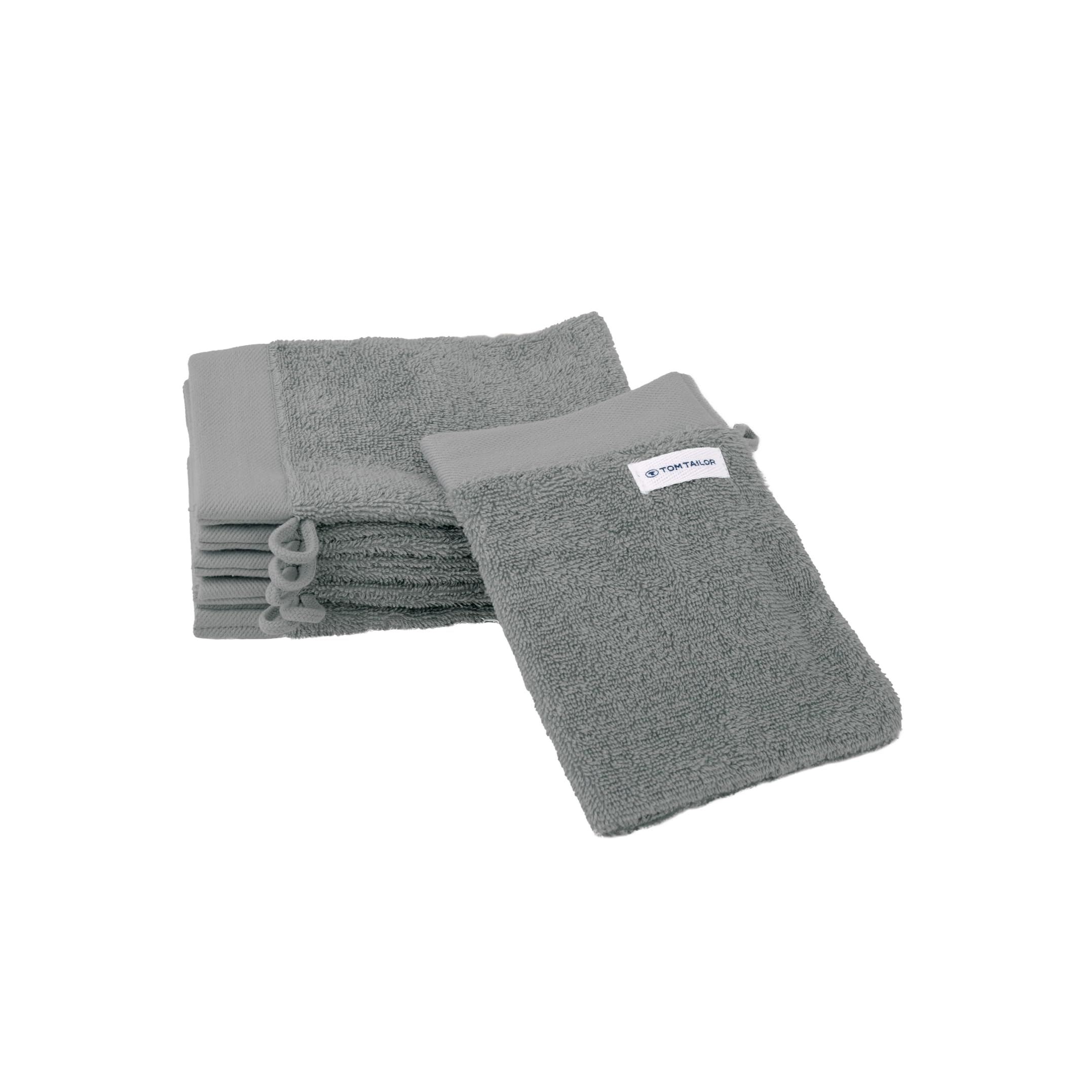 Tom Tailor Wash Mitts, Set of 6, 16x21cm, 100% Cotton Terry, Moody Grey, 00016003500