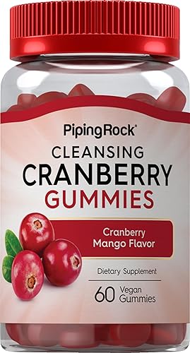 Piping Rock Gomitas de arándano | 60 unidades | Suplemento limpiador para mujeres y hombres | Sabor a mango de arándano | Vegano, sin OMG, sin gluten
