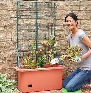 The Lakeside Collection Vegetable Planter with Wheels and Trellis - 58 I...