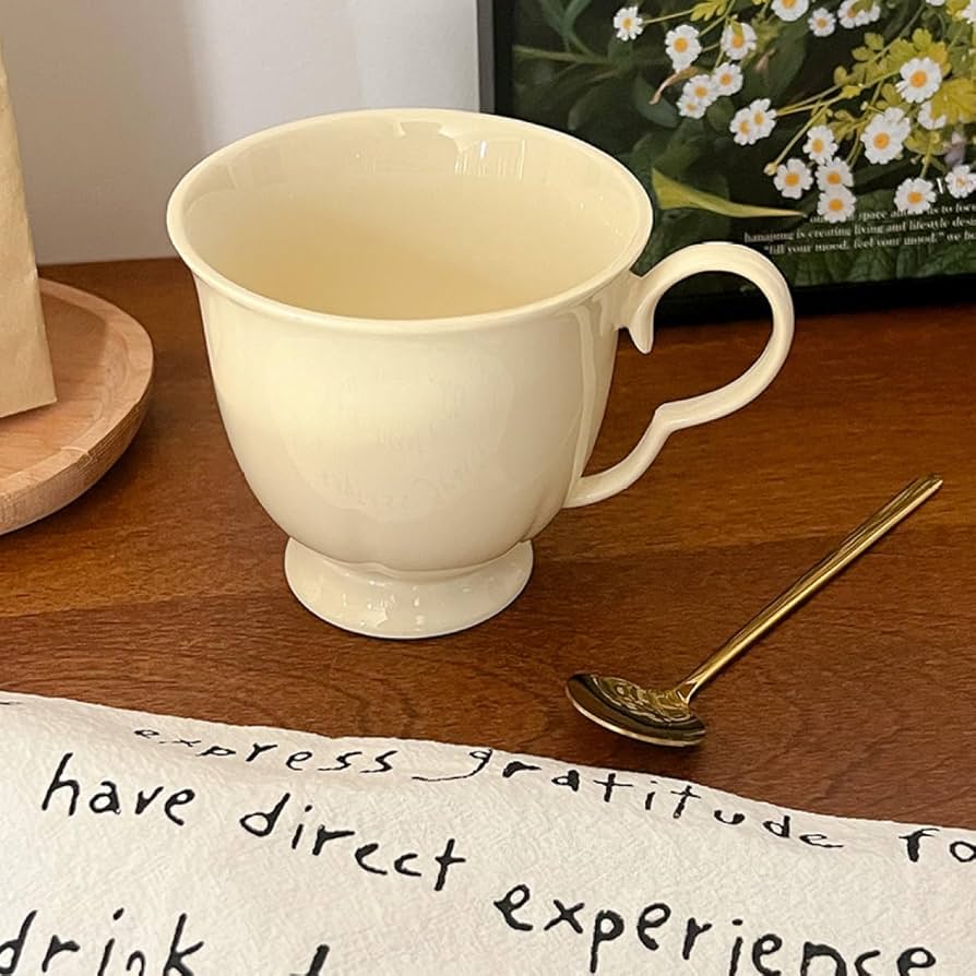 Amazon.co.jp: MJKQ9 足つきマグカップ イエロー 食器 陶器 set