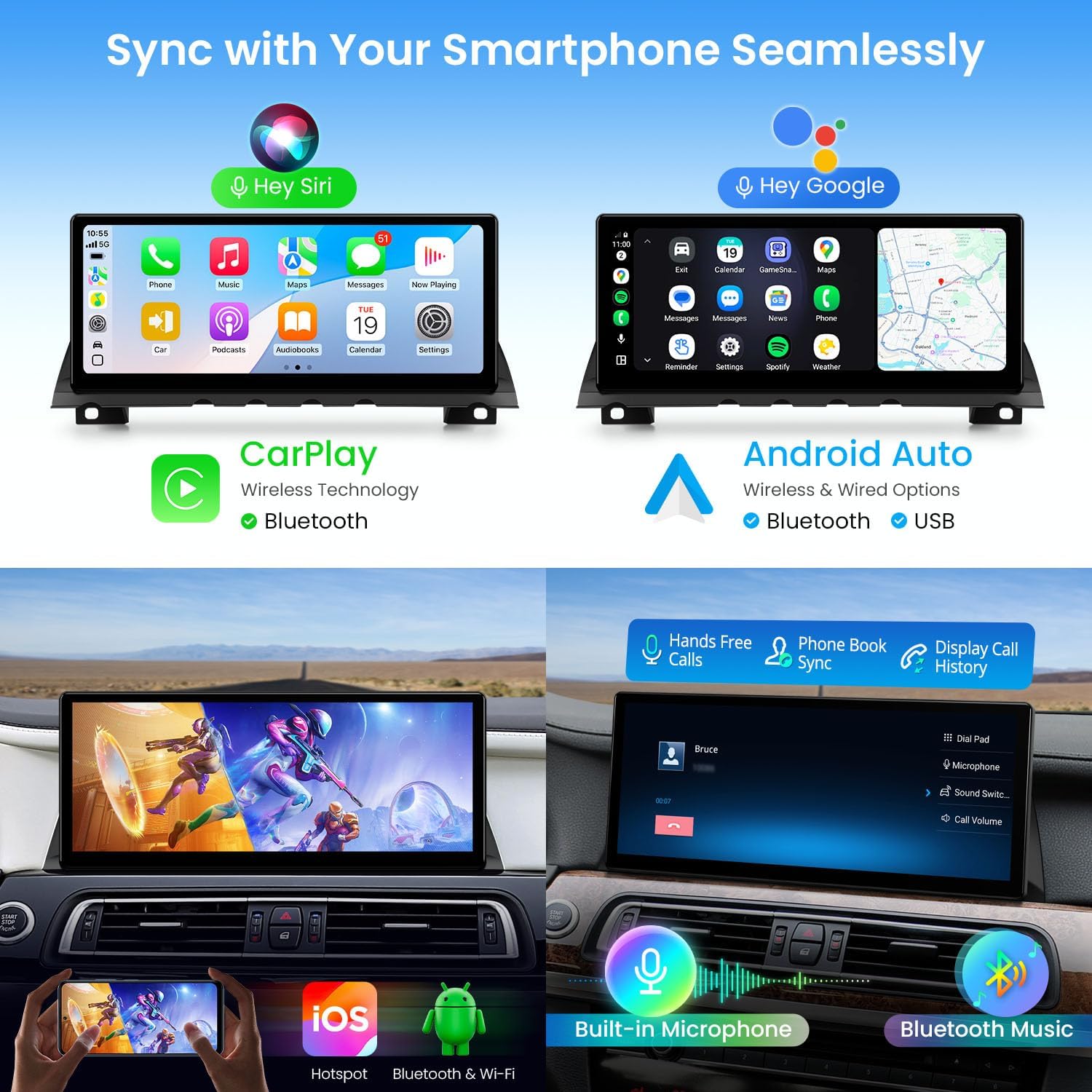 XTRONS Qualcomm 685 Android 14 Car Stereo for BMW 7 Series F01 / F02 (2013-2015) with NBT System, 12.3 Inch 2K IPS Touch Screen GPS Navigation Support Wireless CarPlay Android Auto (8+256G)