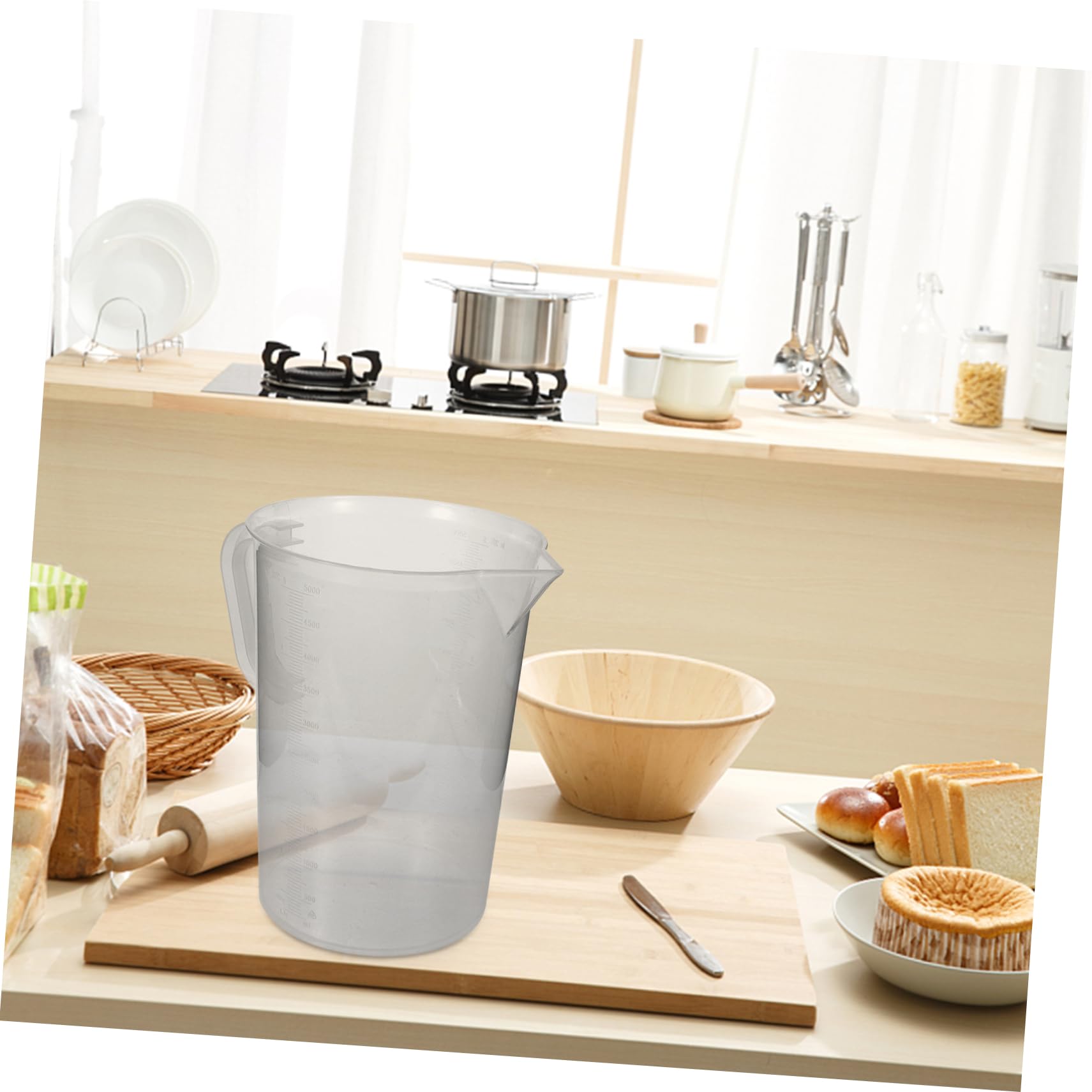 Hemobllo Misurino Graduato 5000ml in Plastica Trasparente Manico Resistente alle Alte Temperature per Utensili da Cucina e Misurazione Precisa di Liquidi, per Cottura e Miscelazione