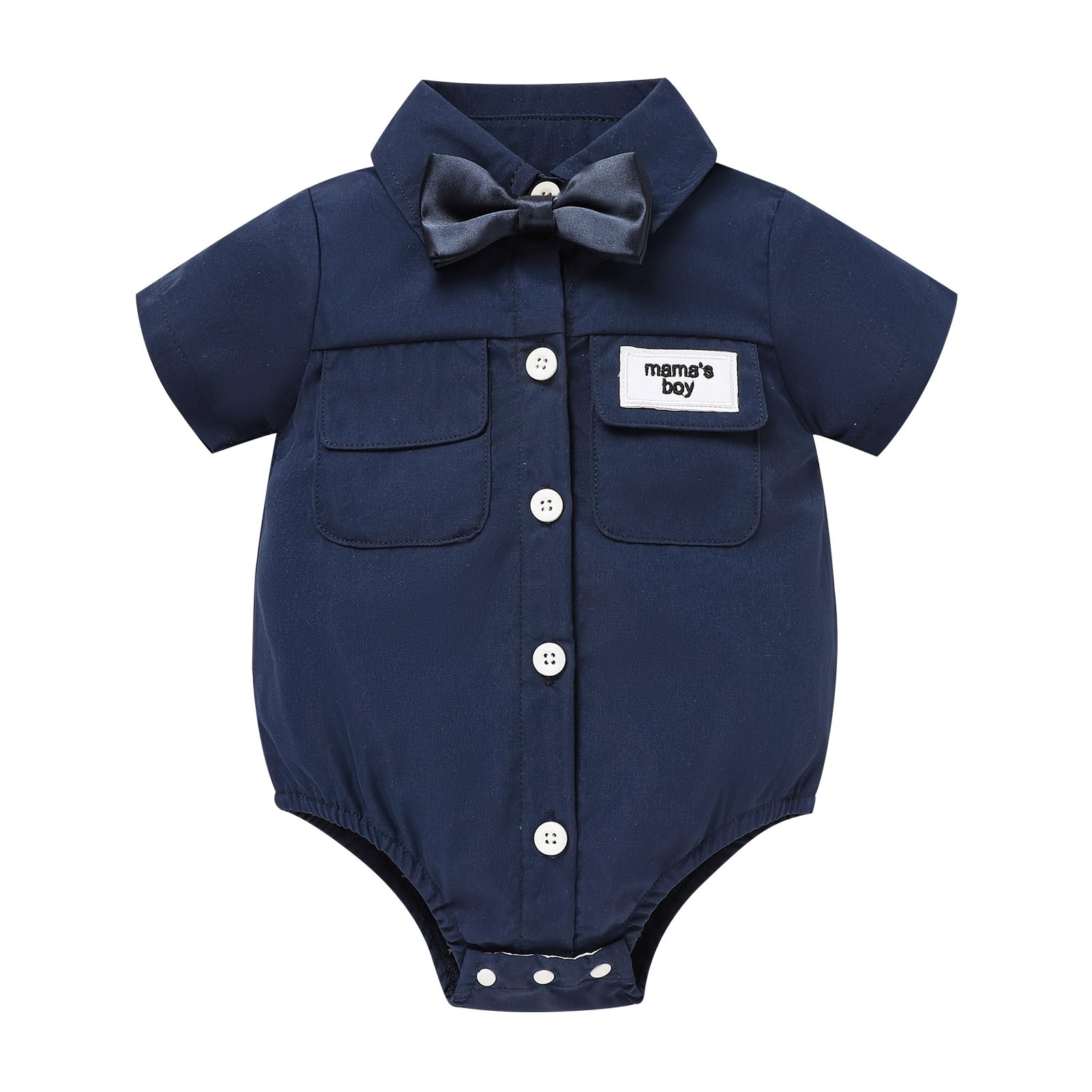 Sinhoon Baby Boy Formal Dress Shirt Infant One Piece Gentleman Outfits Button Up Short Sleeve Solid Bodysuits