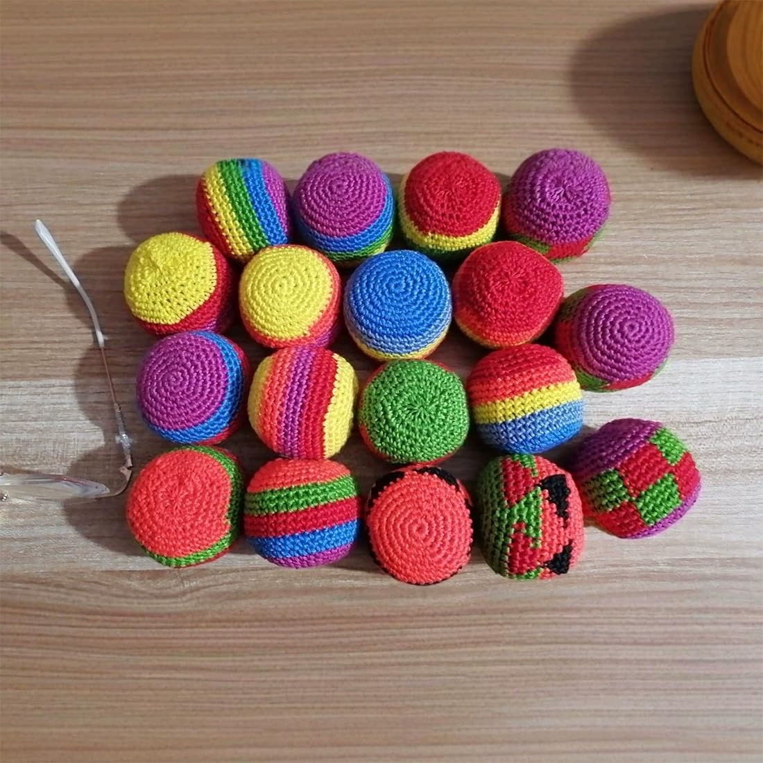 6/12/24PCS Knitted Hacky Sack Set, Hacky Sack Knitted Footbags, Crochet Kick Bags for Adults & Ks, Colorful Juggling Footbag for Outdoor Party Game, Handwoven Toss Pack — view 5