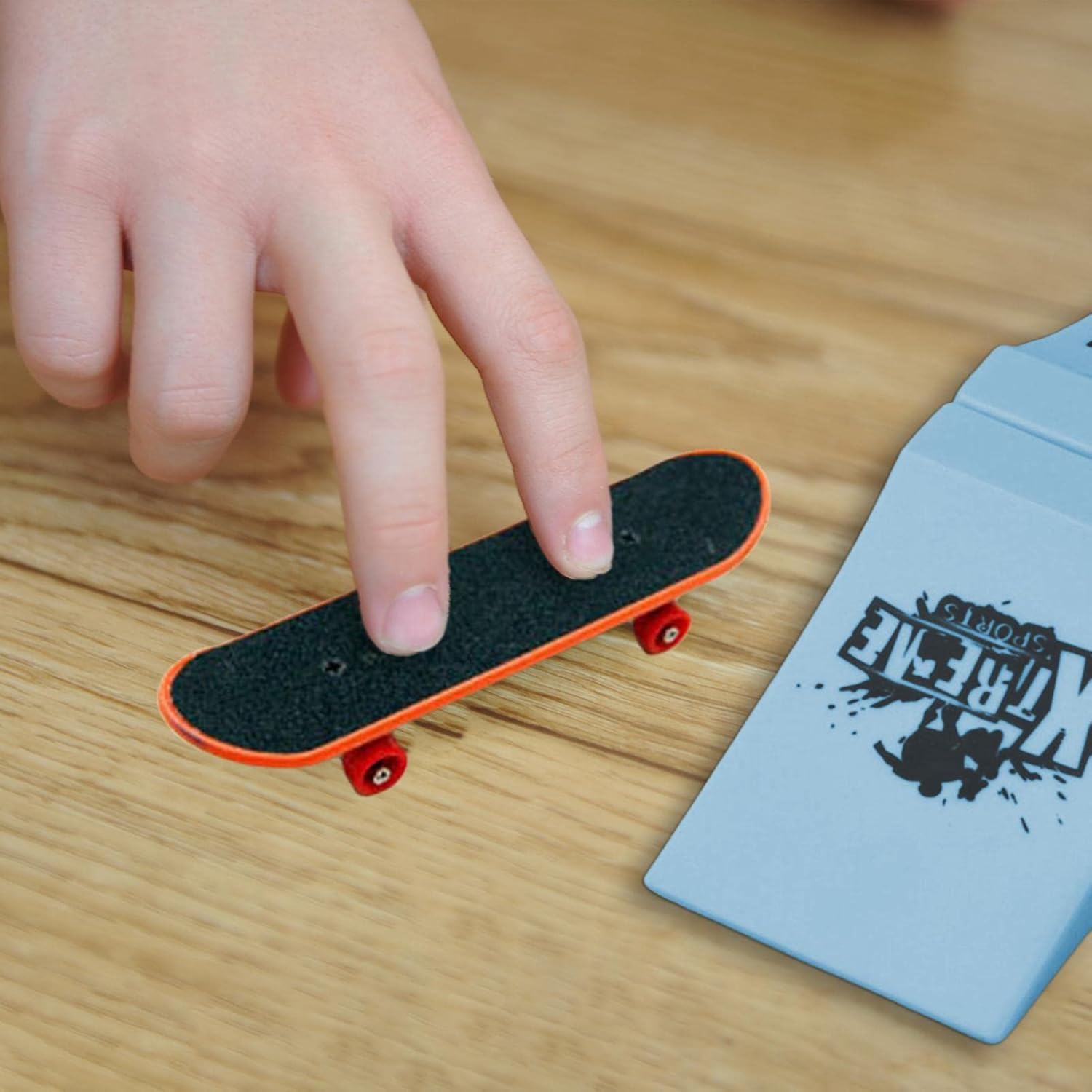 Finger Skateboard for Kids - Professional Fingerboard with Extra Deck, Cool Random Patterns for Skateboards Training & Stunt Practice, Portable Mini Skateboard Toy for Party Favors &