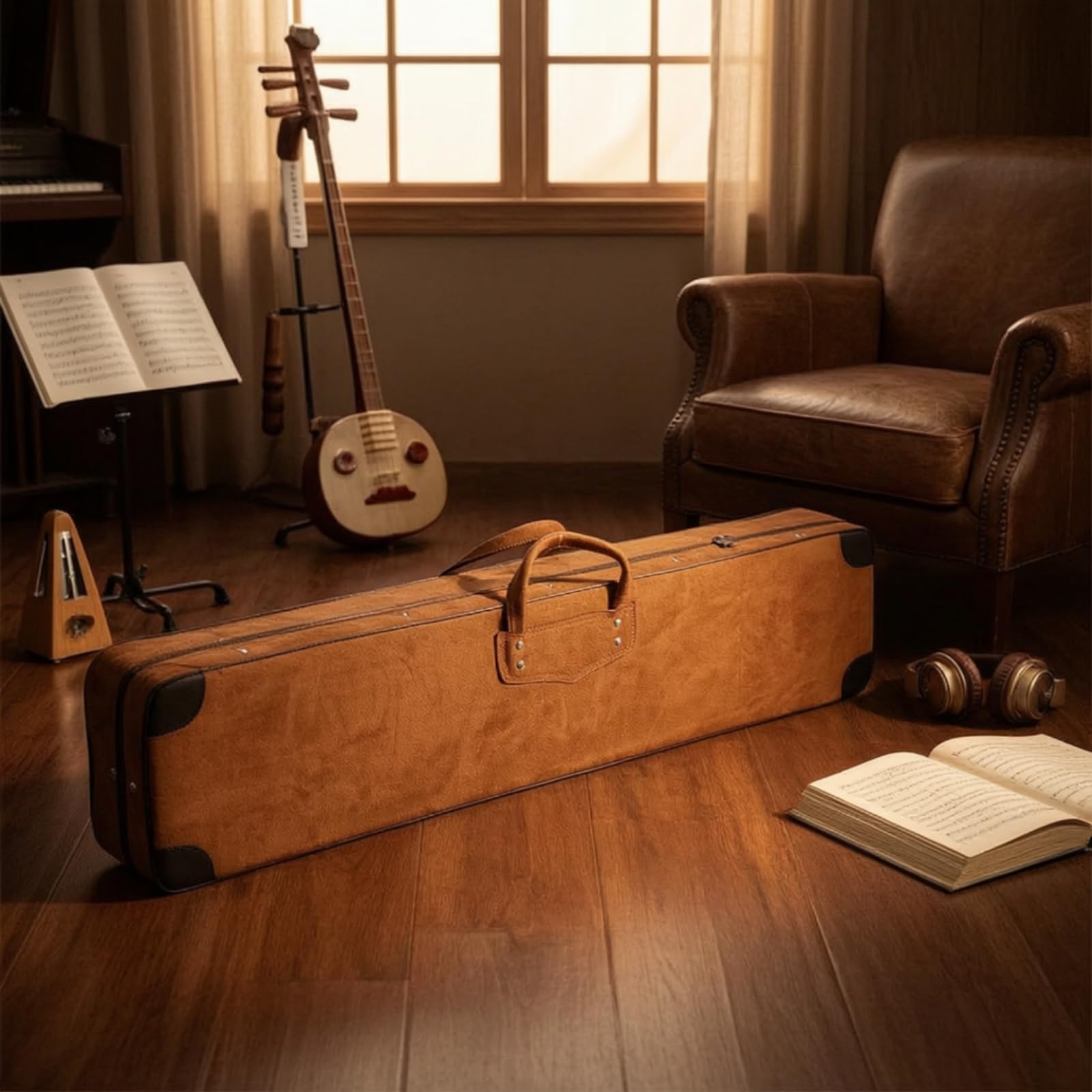 harayaa Erhu Etui Instrumentenkoffer Hartschale Schutzhülle Transporttasche mit Tragegriff Und Glattem Reißverschluss Kunstwildleder Oberfläche Und