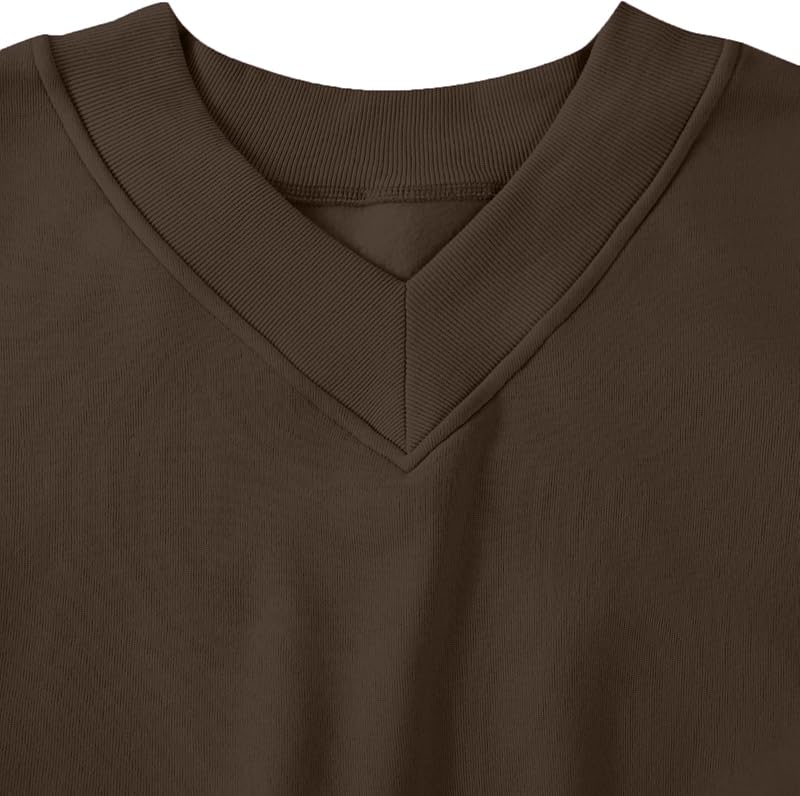 Remidoo V Neck Oversized Sweatshirt For Women Long Sleeve Fleece Sweater image 4