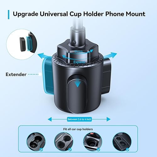 Miniatura 4 de TECKNET Cup Phone Holder for Car - Adjustable Gooseneck Cup Holder Cradle Car Mount with Air Vent Holders & Expandable Base, Cell Phone Holders for