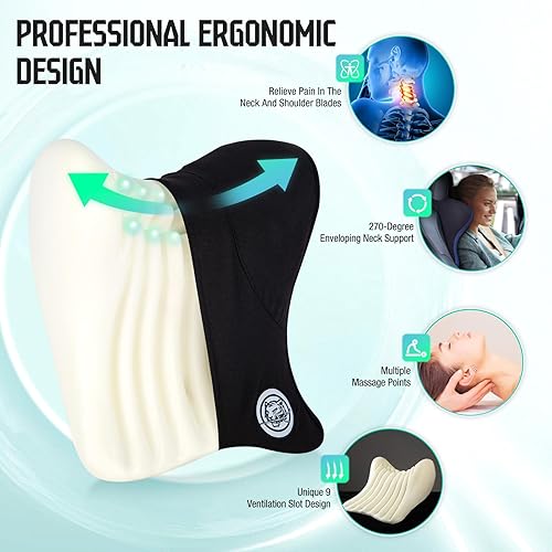 Miniatura 3 de Almohada suave para el cuello del auto para asiento de conducción, almohada para reposacabezas de automóvil con correa flexible, diseño ergonómico,