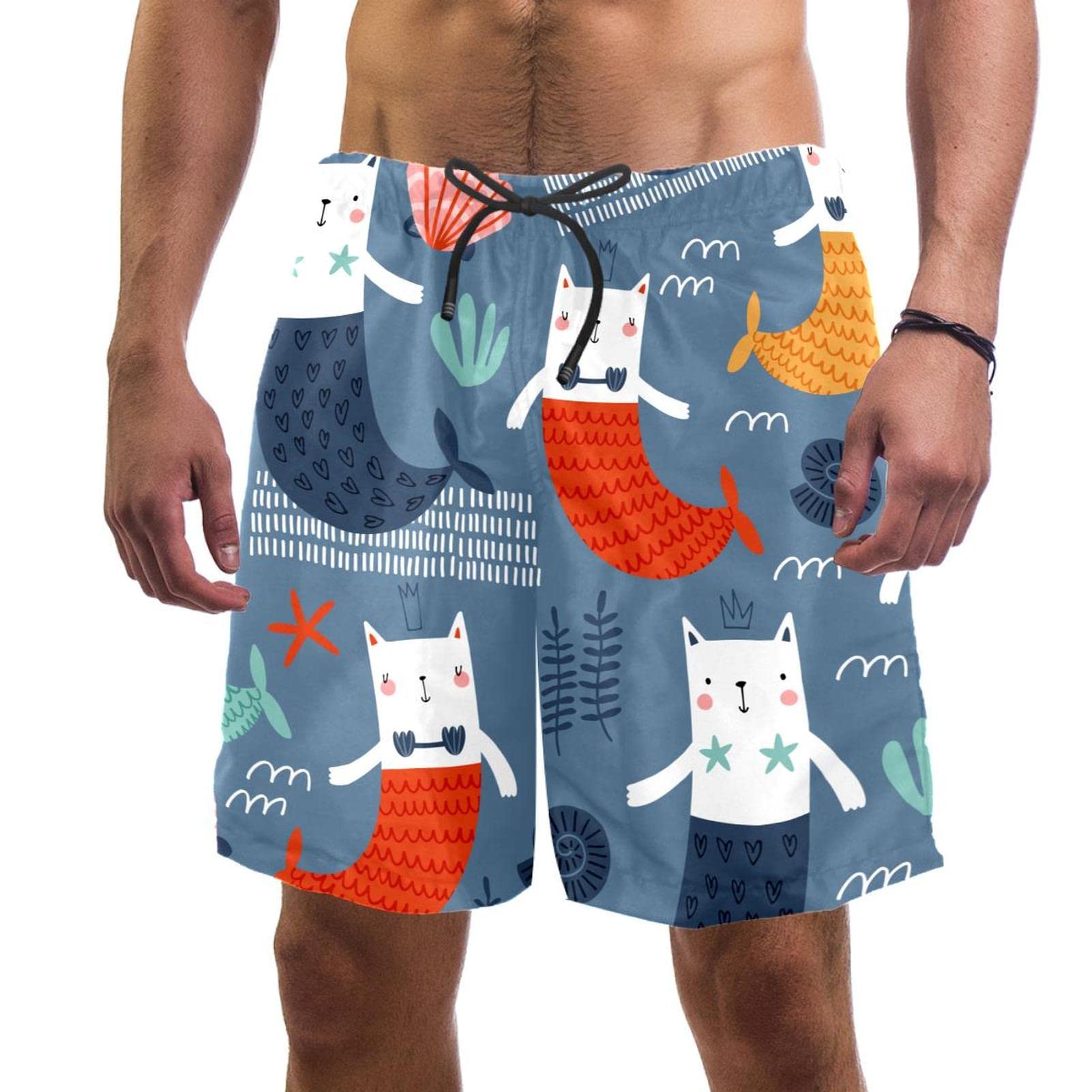 Maillots de Bain Hommes Chat Sirènes JDEZ Short de Plage - 6