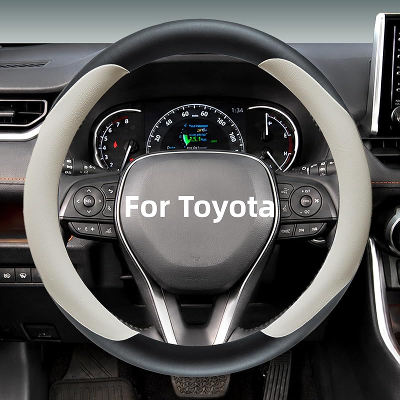 Capa para Volante em Couro Yangday para Toyota RAV4, Corolla, Camry e Highlander, 36,8–38,1 cm, Branca White - A