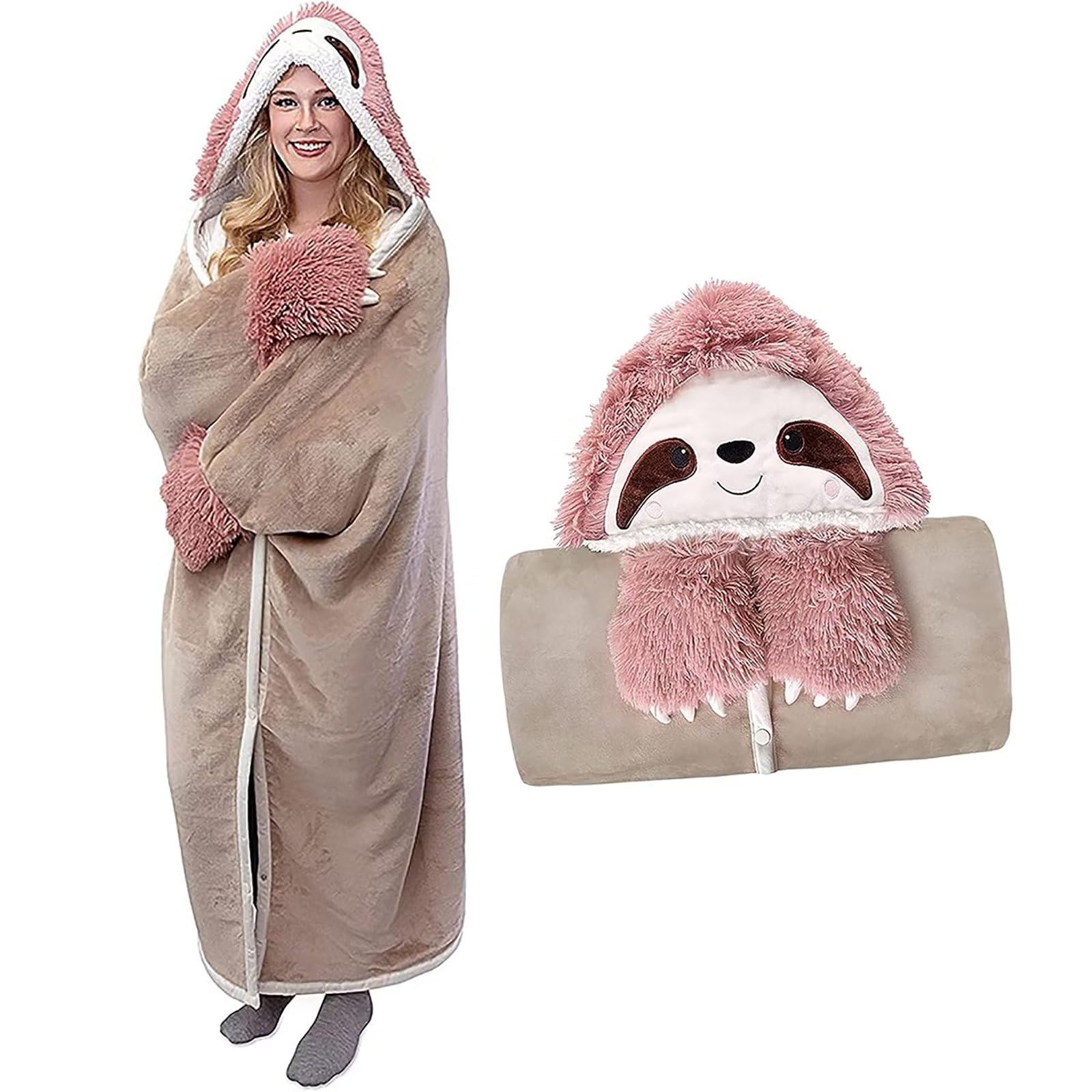 Michorinee Hoodie Decke Mit Ärmeln & Kapuze - übergroße Kuscheldecke Sherpa Fleece