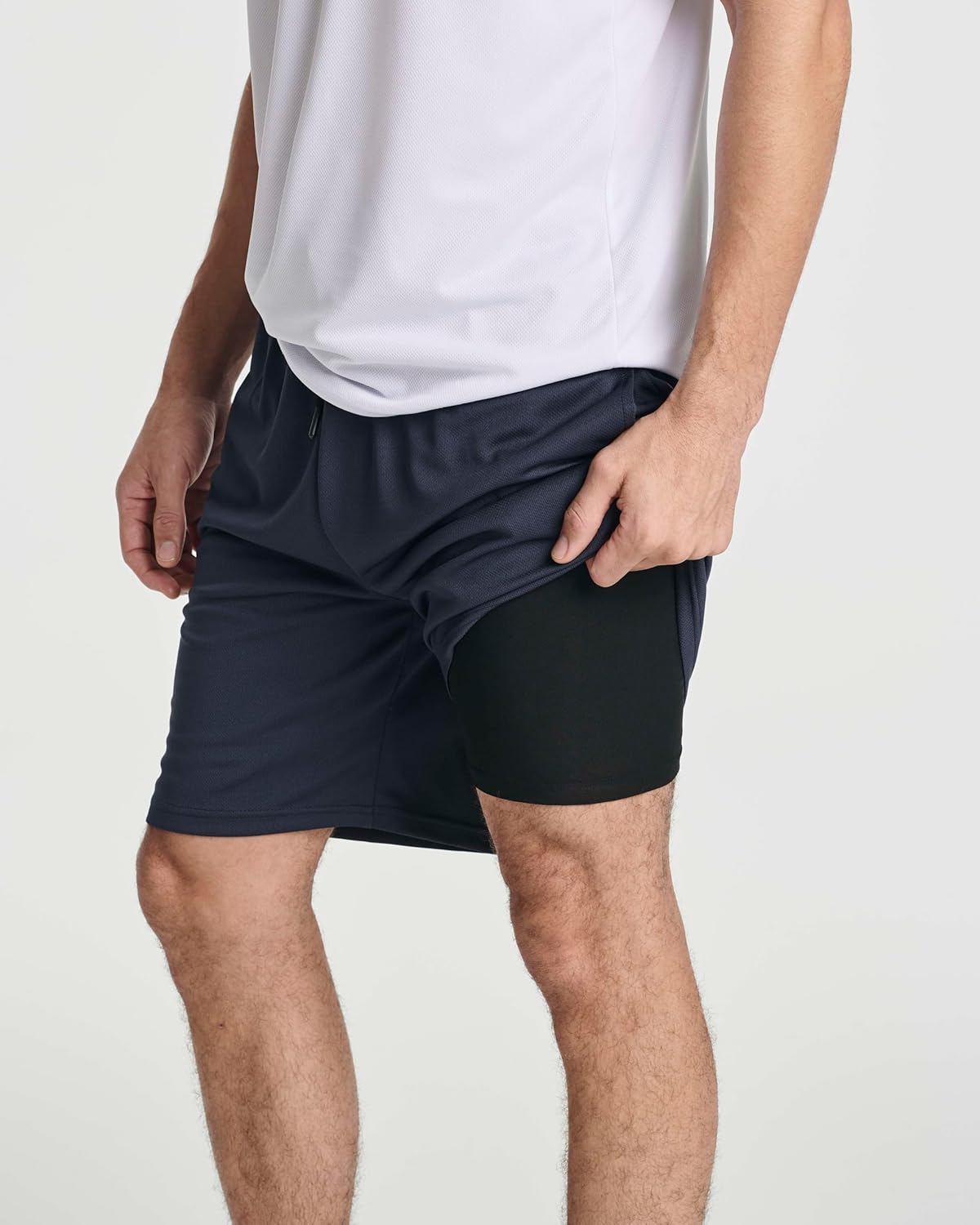 Real Essentials 3 Pack: Men's 2 in 1 Mesh 7" Running Workout Gym Shorts with Compression Liner (Available in Big & Tall)