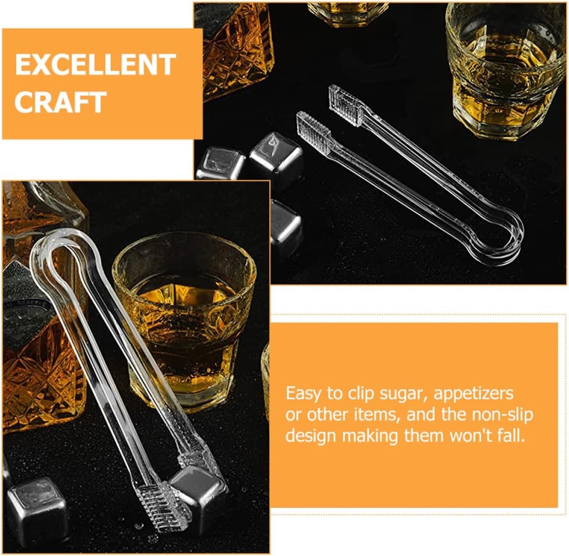 10pcs Acrylic Ice Cube Tongs Multi-purpose Food Clips for Serving Bbq and Parties Non-slip Design Easy to Clean for Sugar Cubes and Small Foods