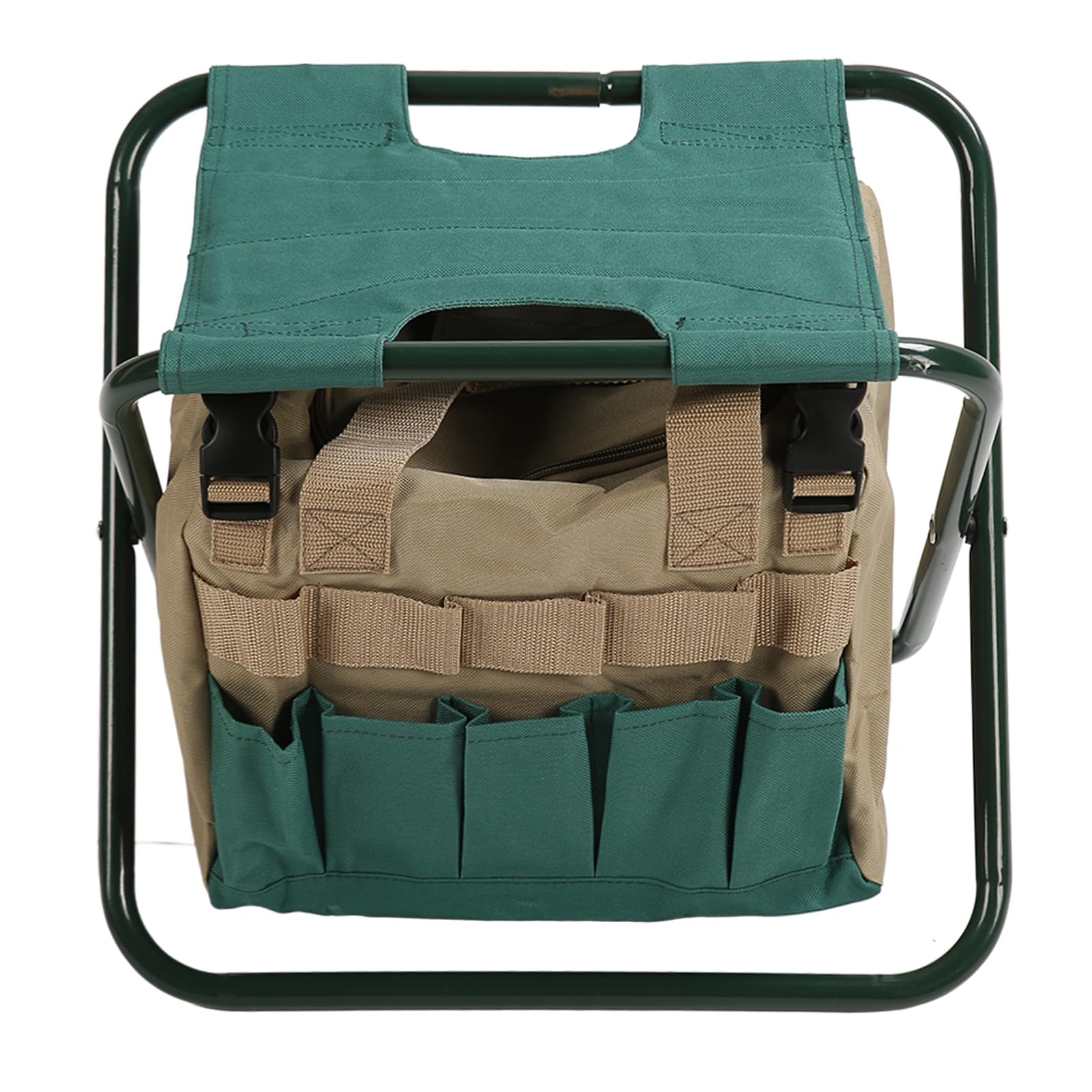 Sgabello zaino pieghevole per uso intensivo, sgabello da giardinaggio con borsa di stoccaggio, sedia da giardino pieghevole in tessuto Oxford 600D per uso all’aperto, sgabello con (Verde)